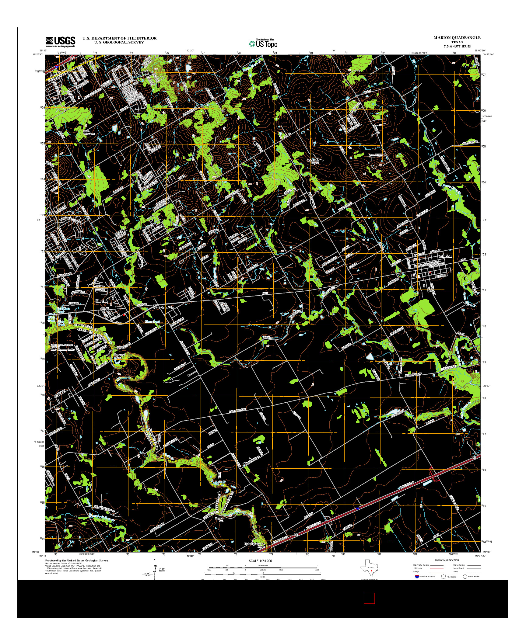 USGS US TOPO 7.5-MINUTE MAP FOR MARION, TX 2013