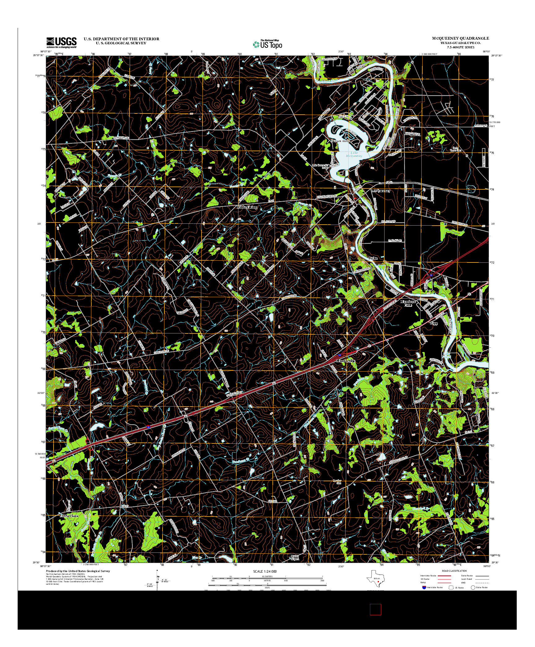 USGS US TOPO 7.5-MINUTE MAP FOR MCQUEENEY, TX 2013