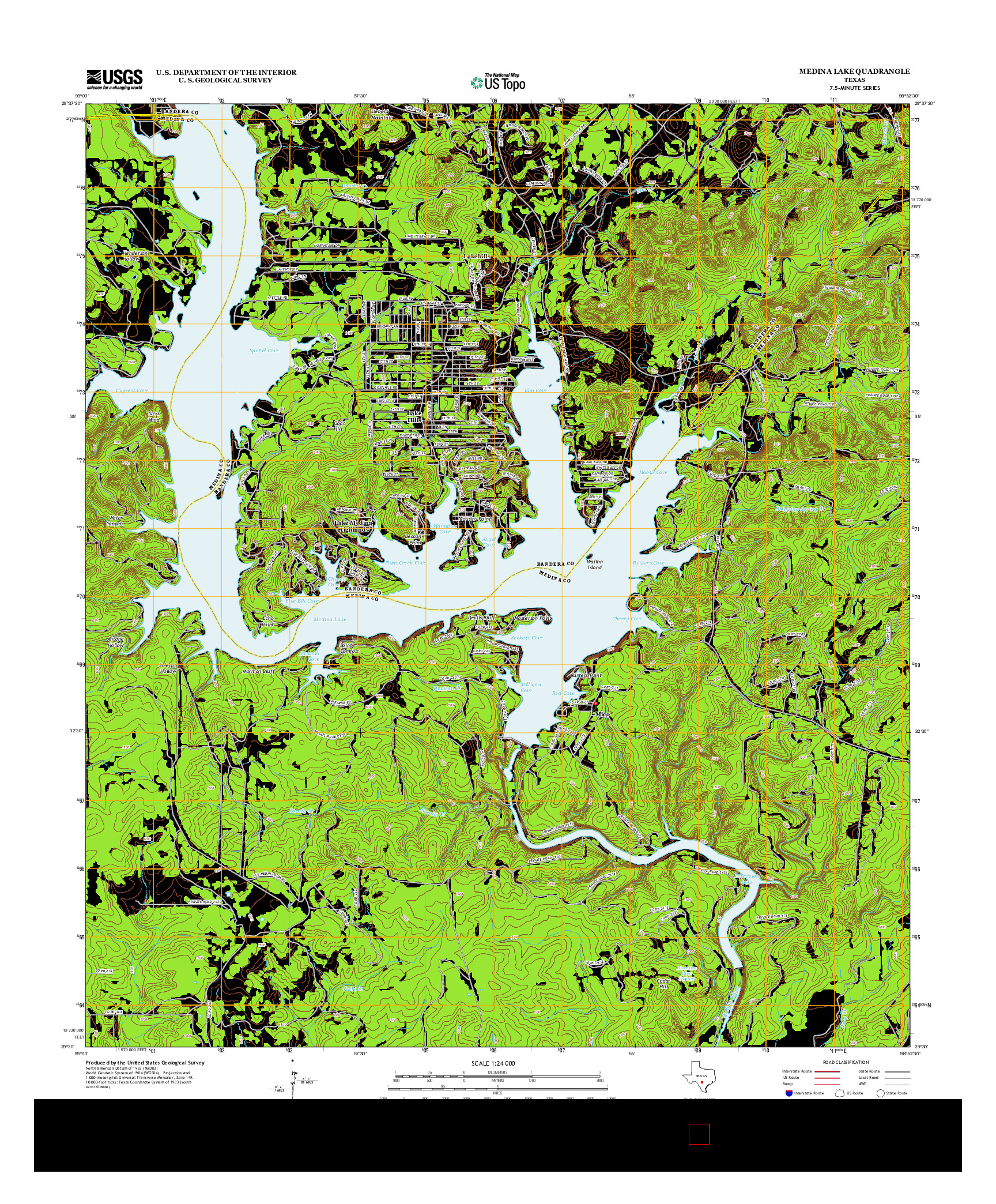 USGS US TOPO 7.5-MINUTE MAP FOR MEDINA LAKE, TX 2013