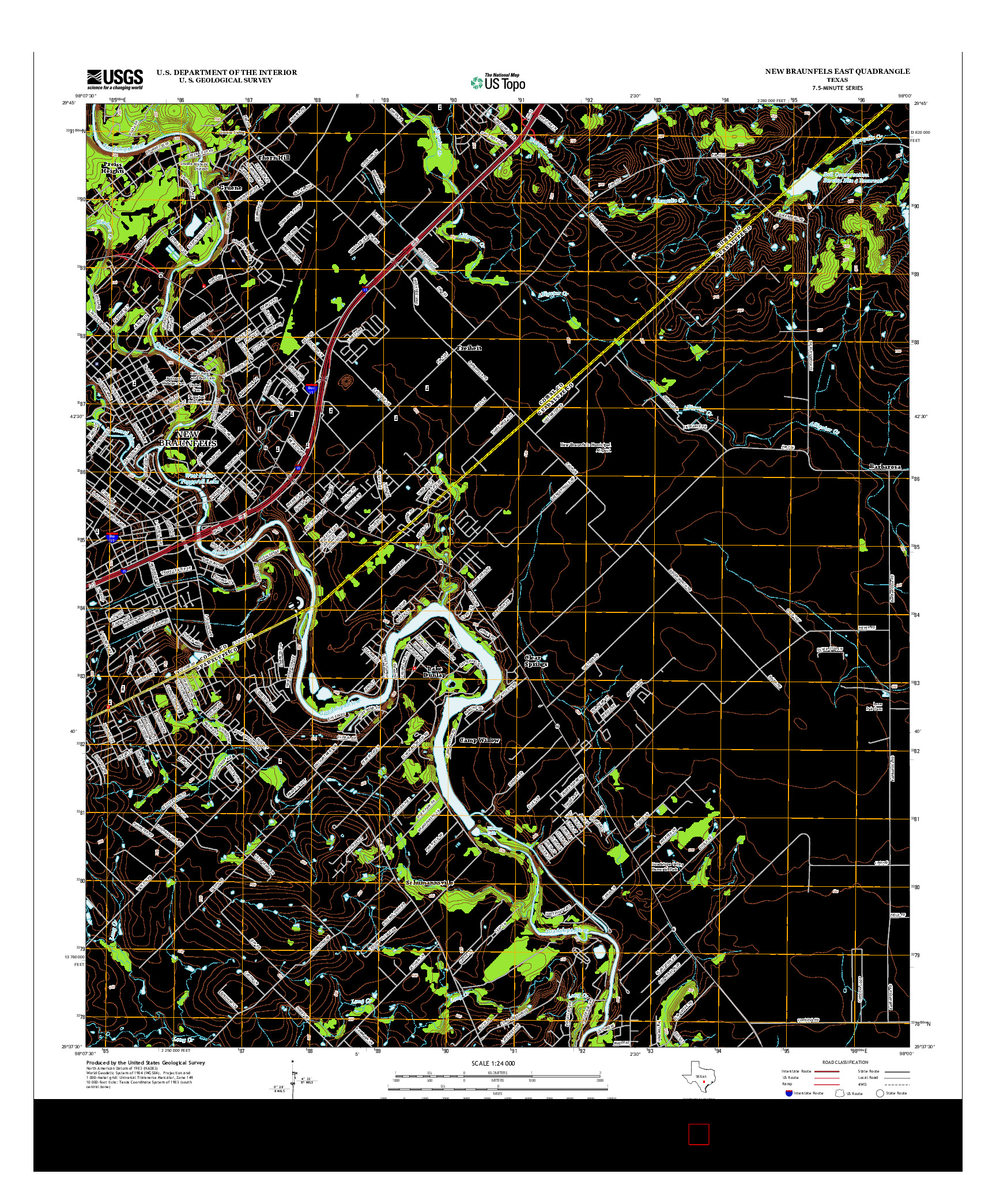 USGS US TOPO 7.5-MINUTE MAP FOR NEW BRAUNFELS EAST, TX 2013