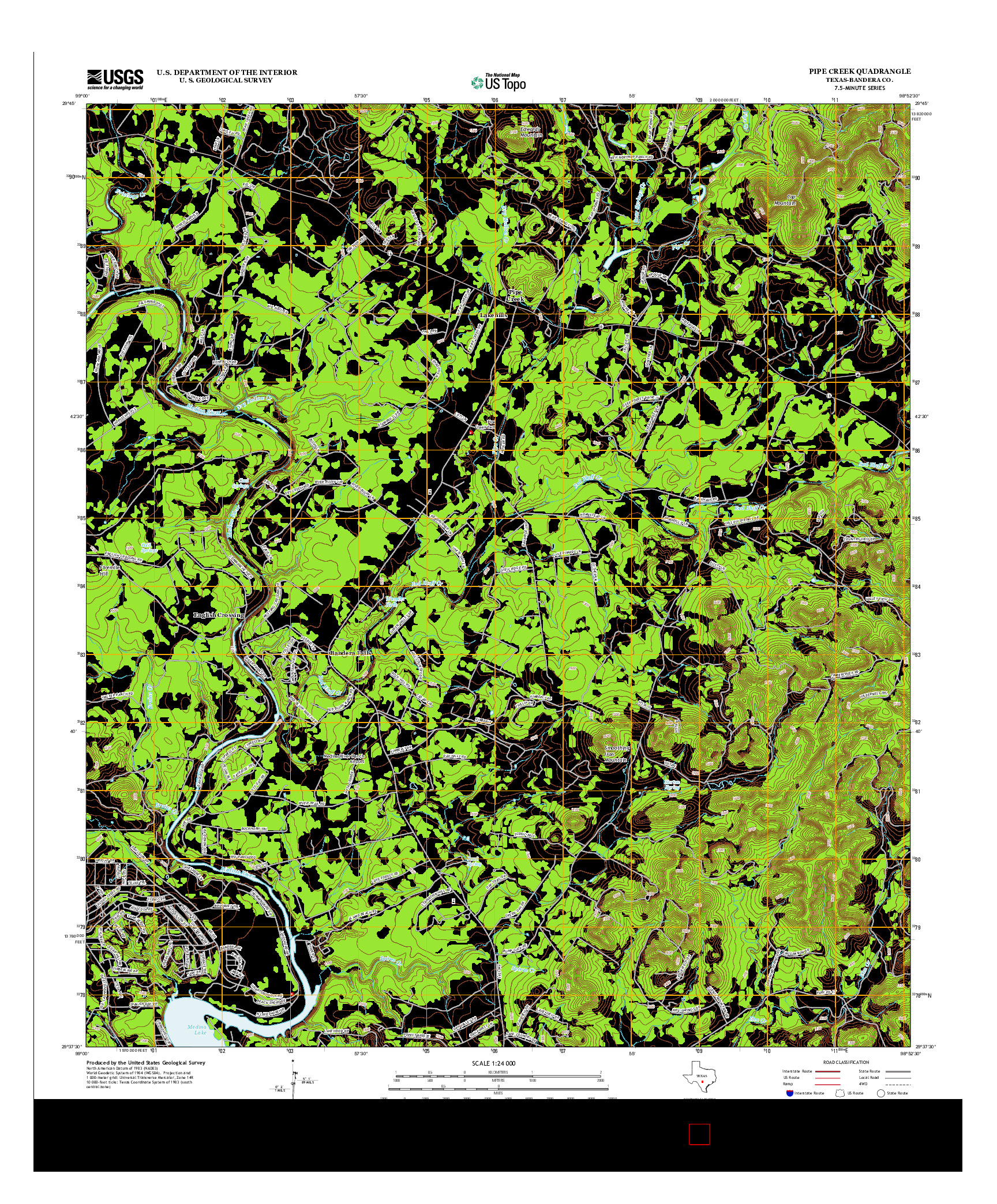 USGS US TOPO 7.5-MINUTE MAP FOR PIPE CREEK, TX 2013