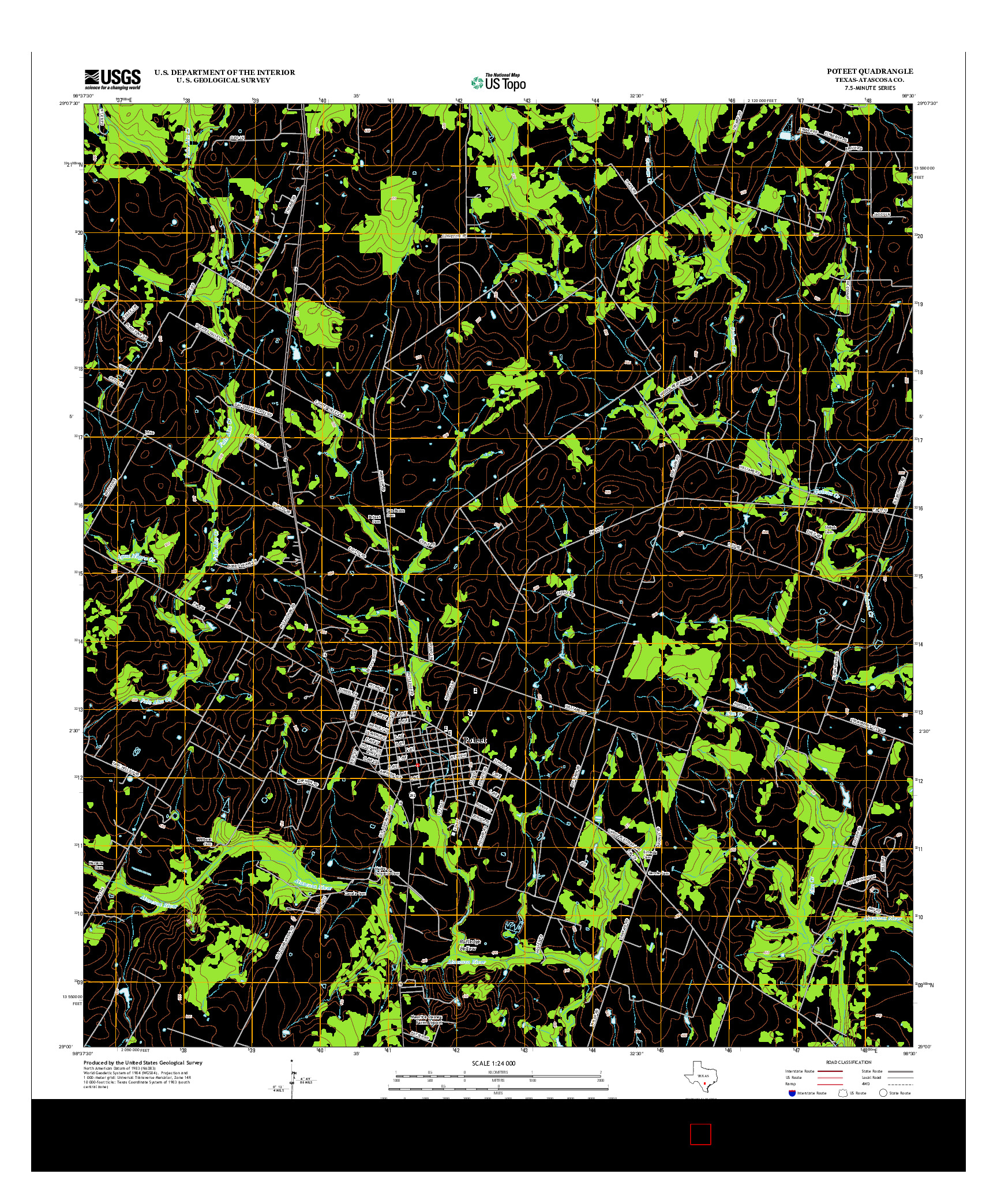 USGS US TOPO 7.5-MINUTE MAP FOR POTEET, TX 2013