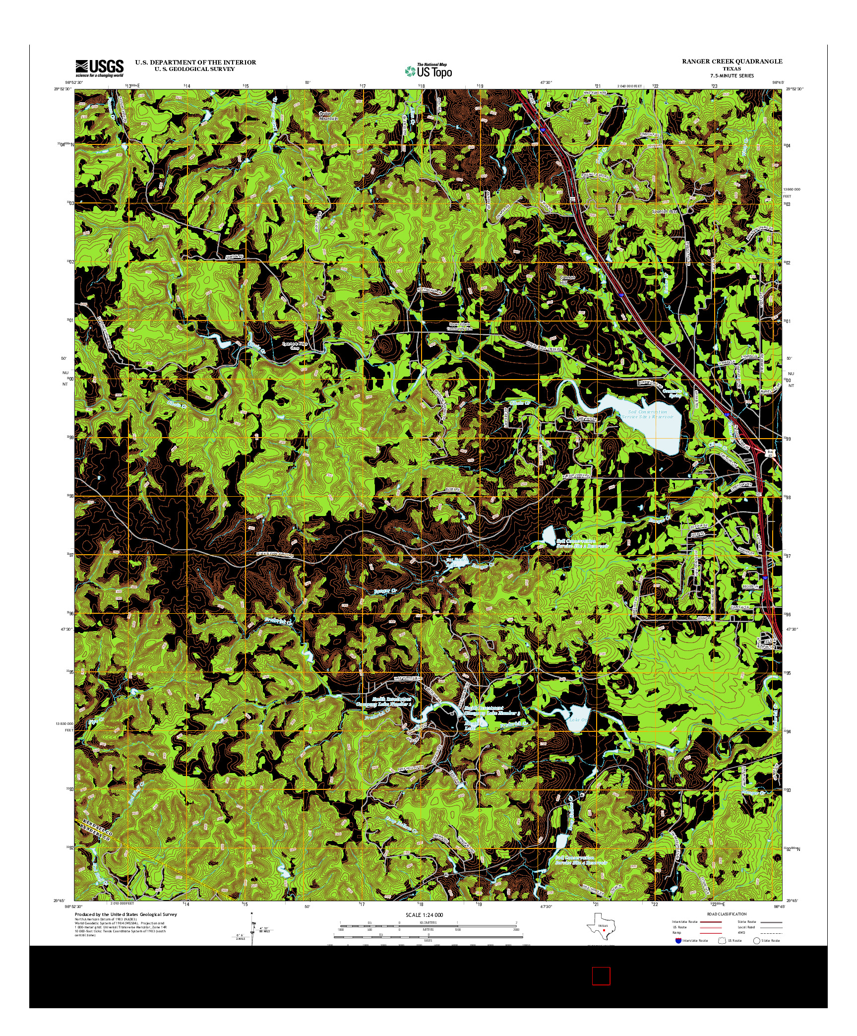 USGS US TOPO 7.5-MINUTE MAP FOR RANGER CREEK, TX 2013