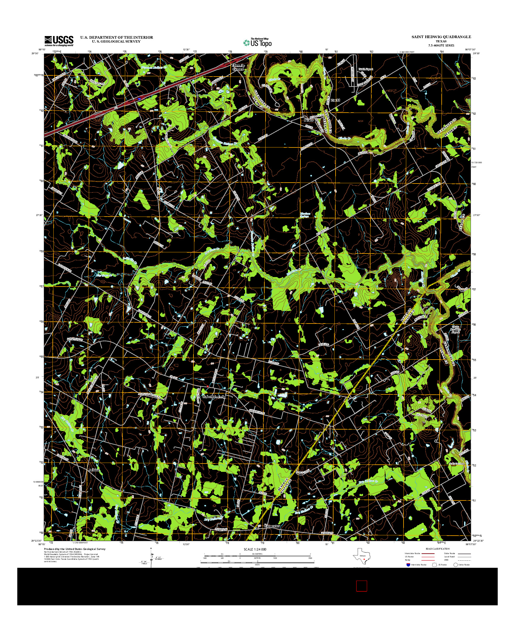 USGS US TOPO 7.5-MINUTE MAP FOR SAINT HEDWIG, TX 2013