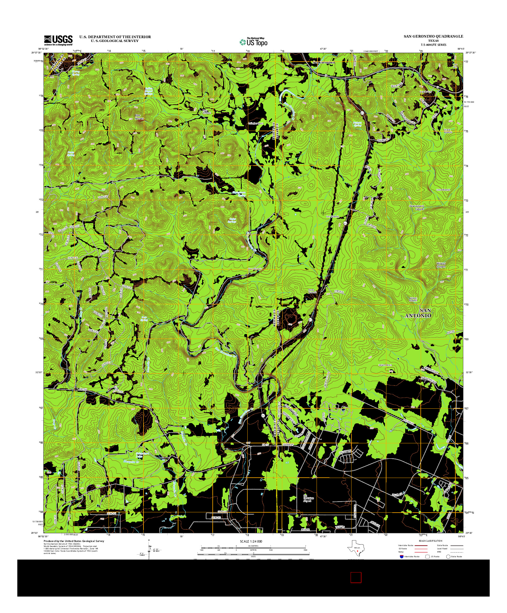 USGS US TOPO 7.5-MINUTE MAP FOR SAN GERONIMO, TX 2013