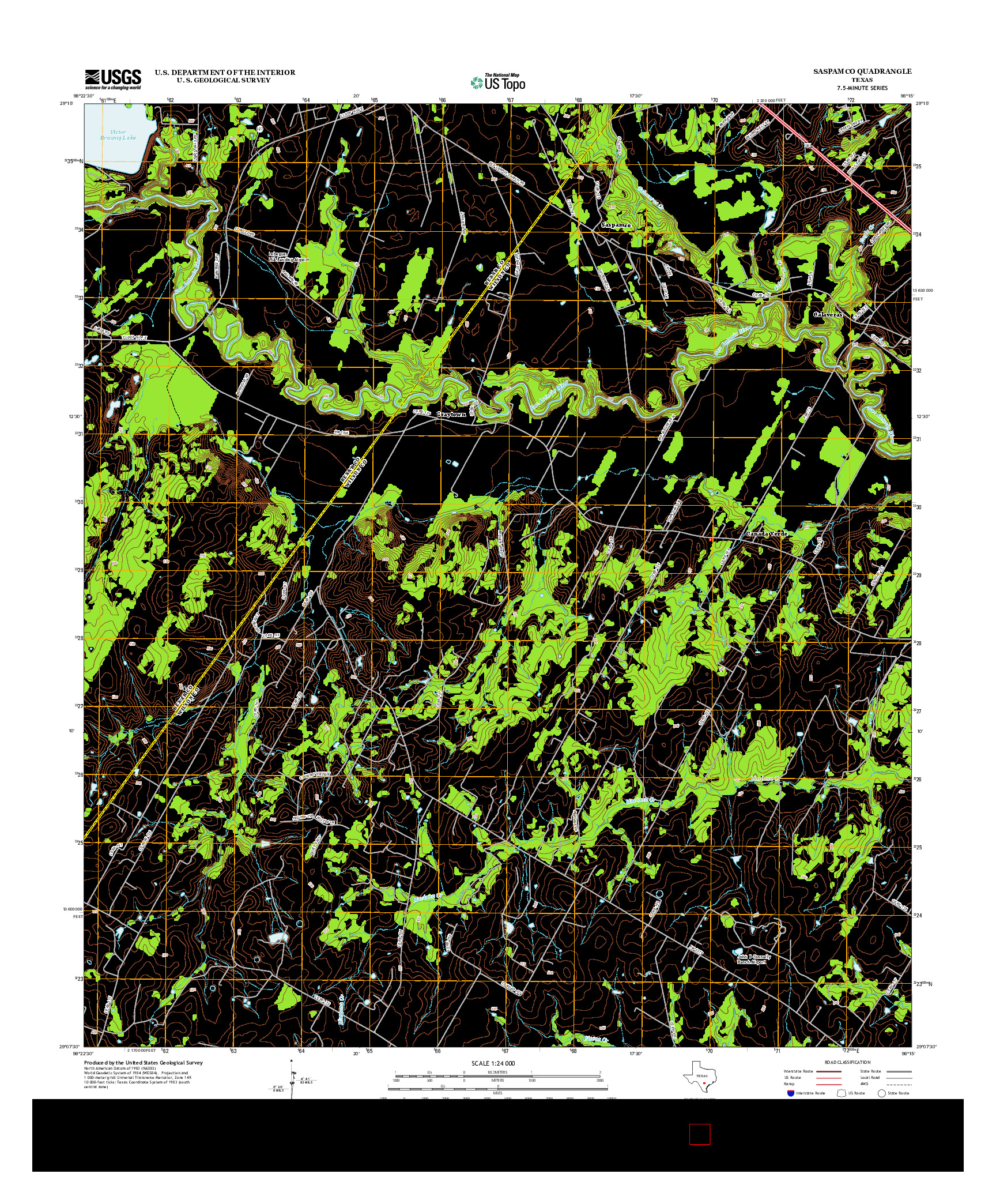 USGS US TOPO 7.5-MINUTE MAP FOR SASPAMCO, TX 2013