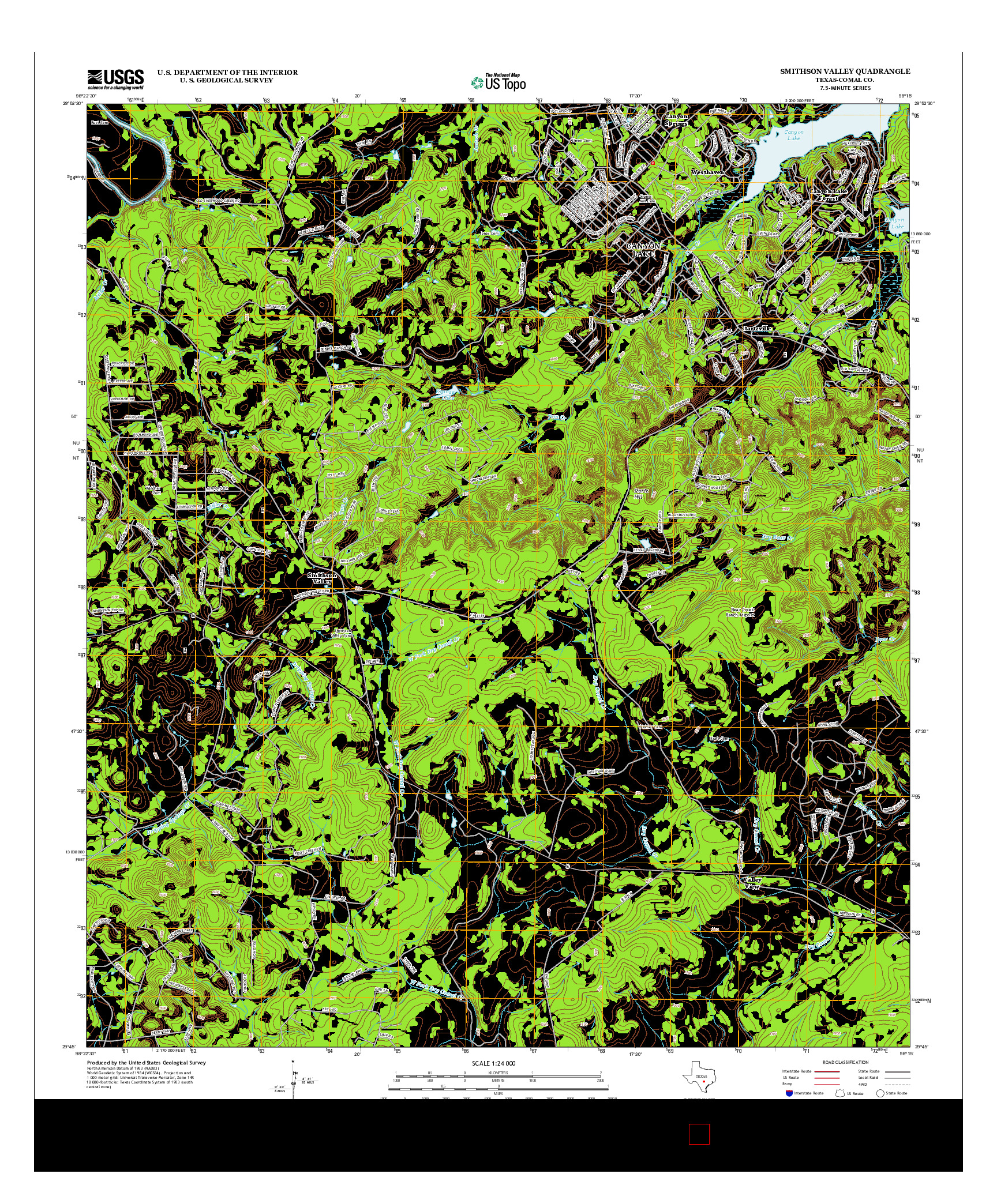 USGS US TOPO 7.5-MINUTE MAP FOR SMITHSON VALLEY, TX 2013