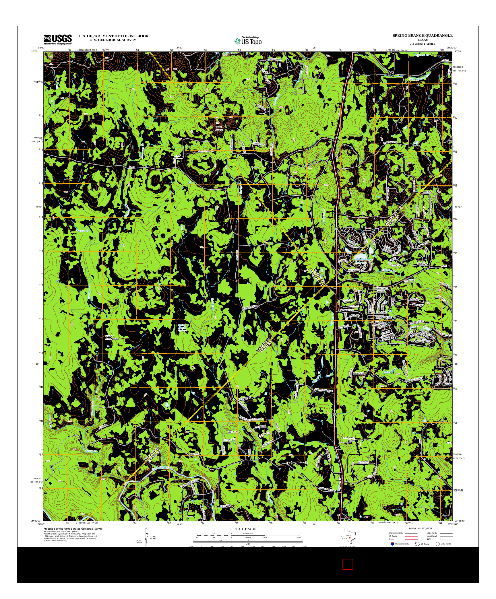 USGS US TOPO 7.5-MINUTE MAP FOR SPRING BRANCH, TX 2013