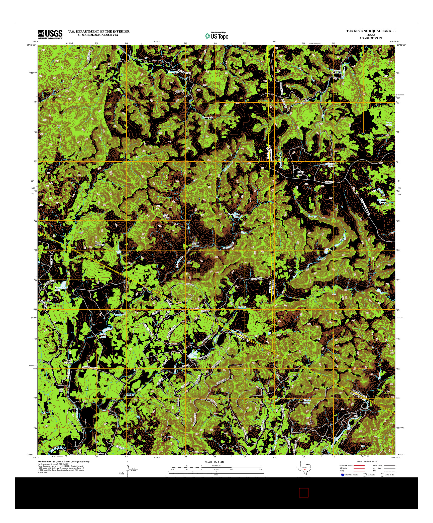 USGS US TOPO 7.5-MINUTE MAP FOR TURKEY KNOB, TX 2013