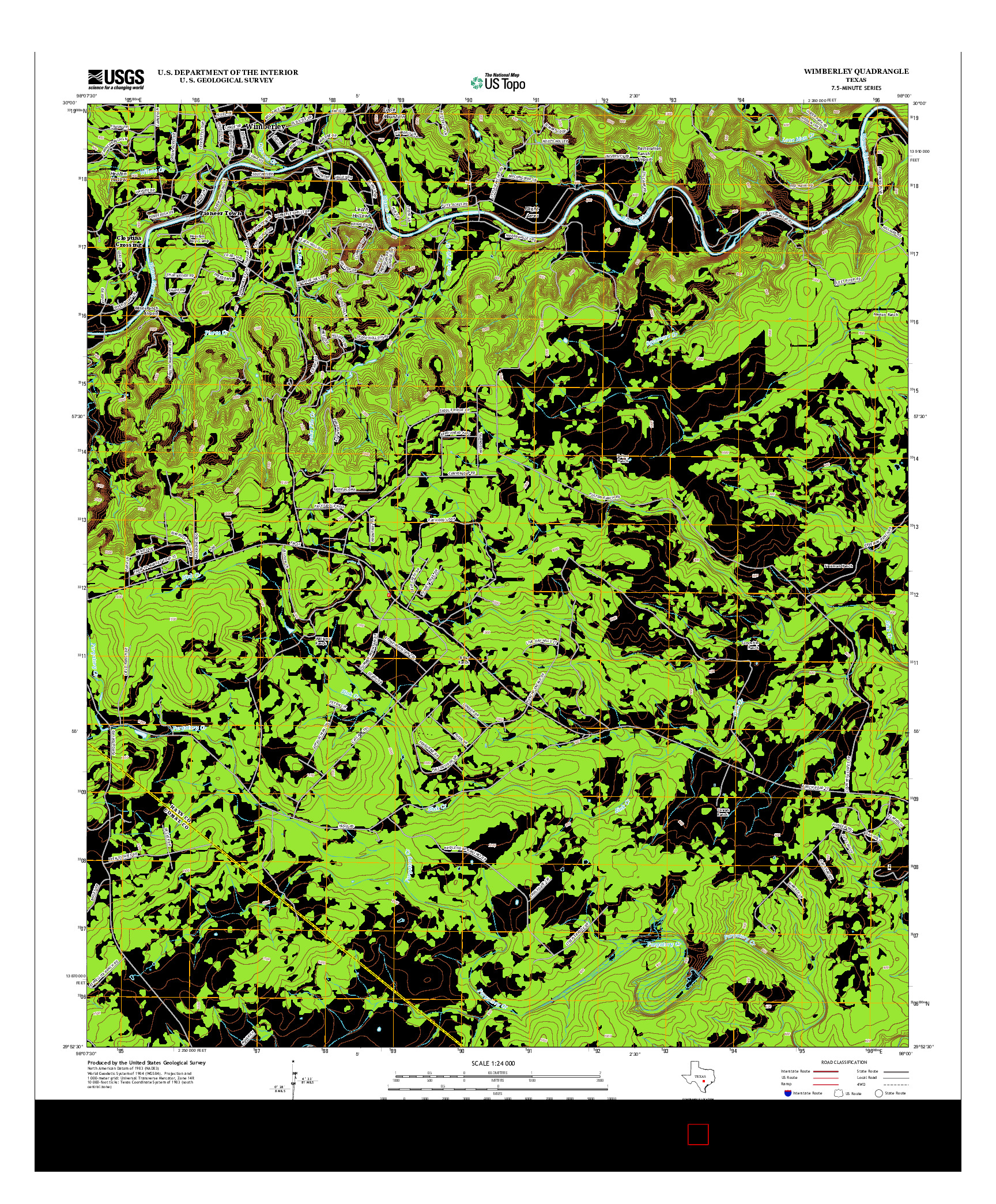 USGS US TOPO 7.5-MINUTE MAP FOR WIMBERLEY, TX 2013