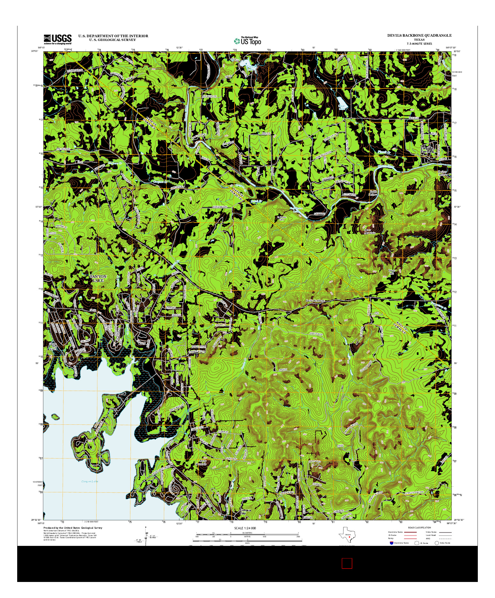 USGS US TOPO 7.5-MINUTE MAP FOR DEVILS BACKBONE, TX 2013