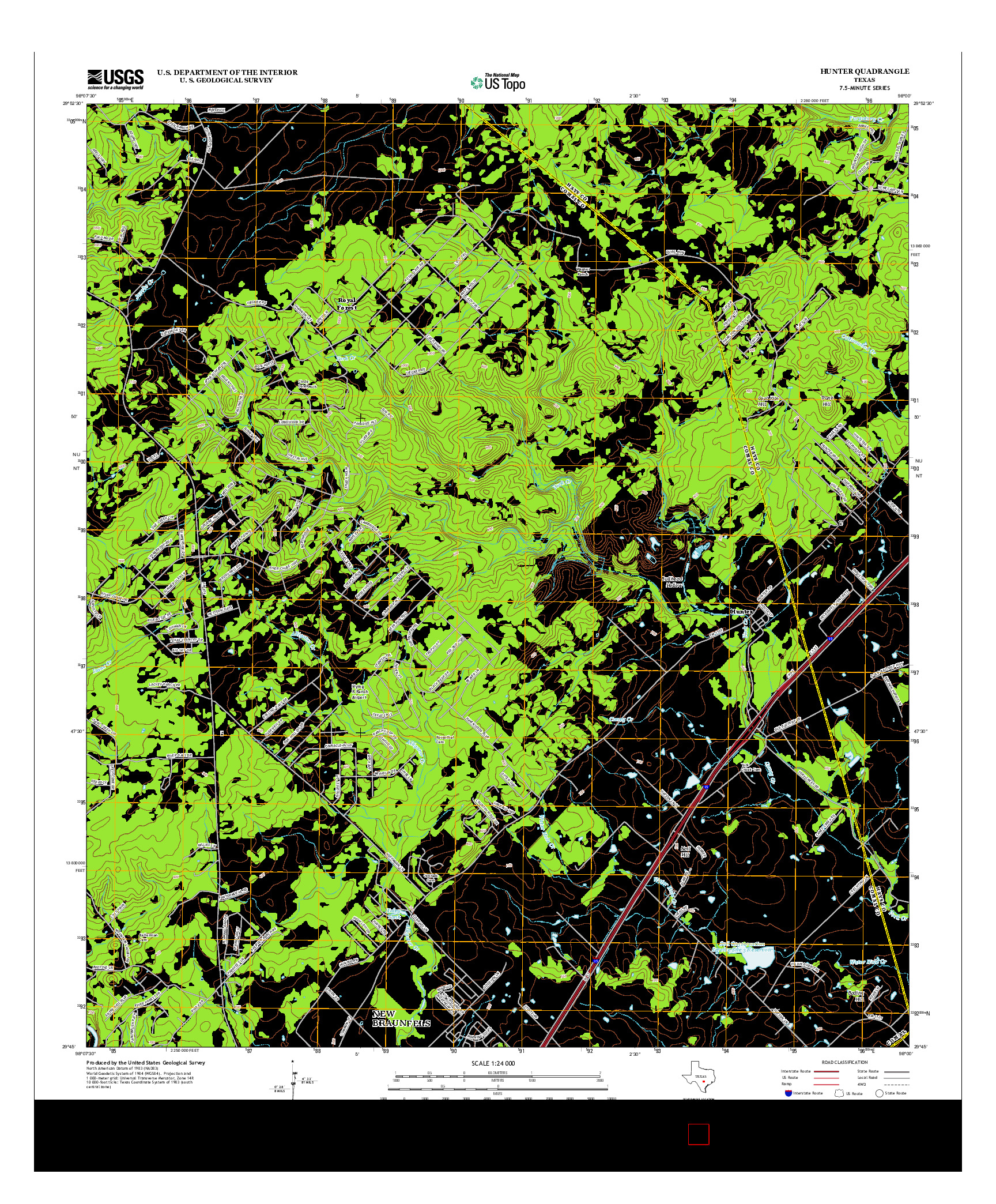 USGS US TOPO 7.5-MINUTE MAP FOR HUNTER, TX 2013