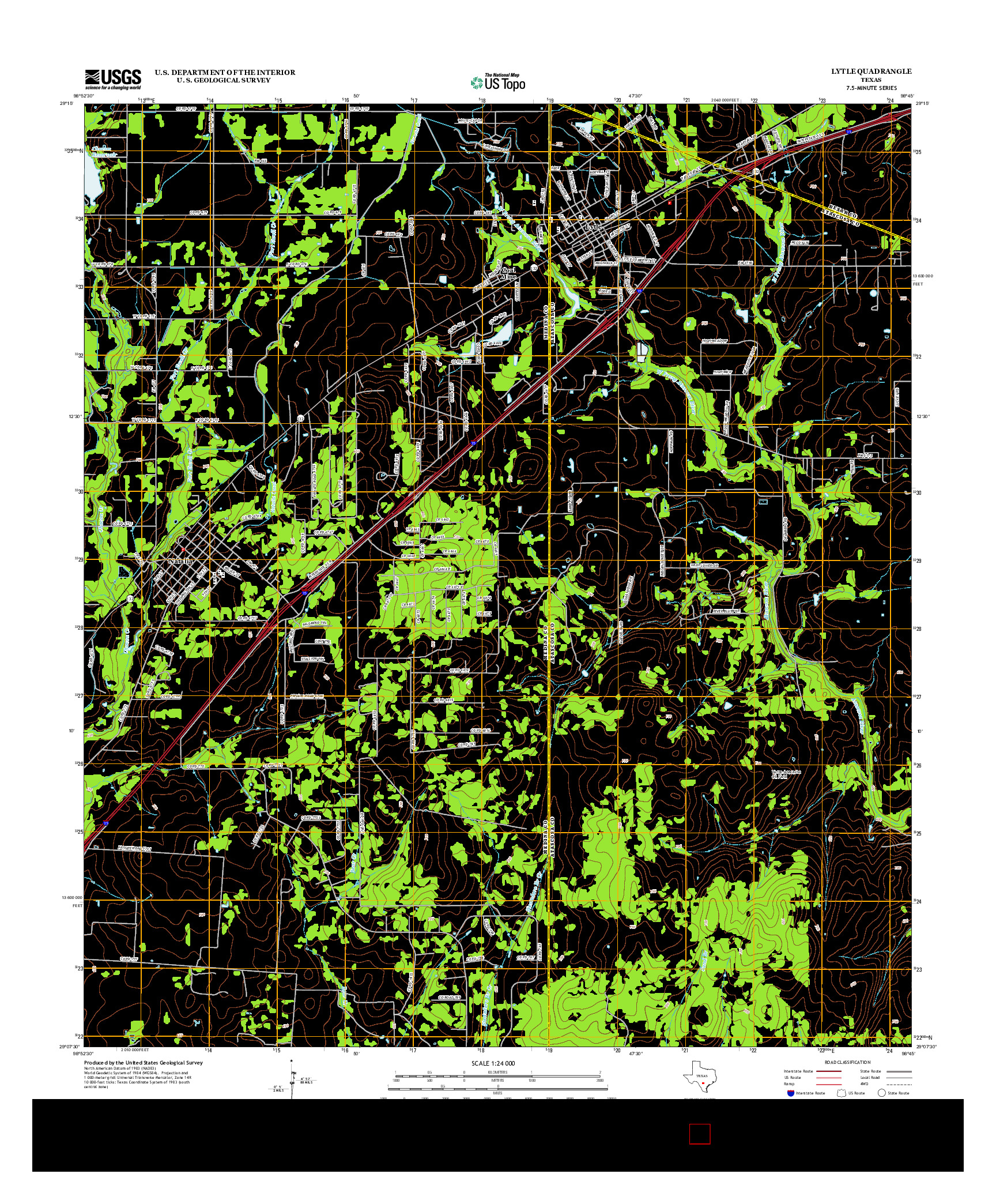 USGS US TOPO 7.5-MINUTE MAP FOR LYTLE, TX 2013
