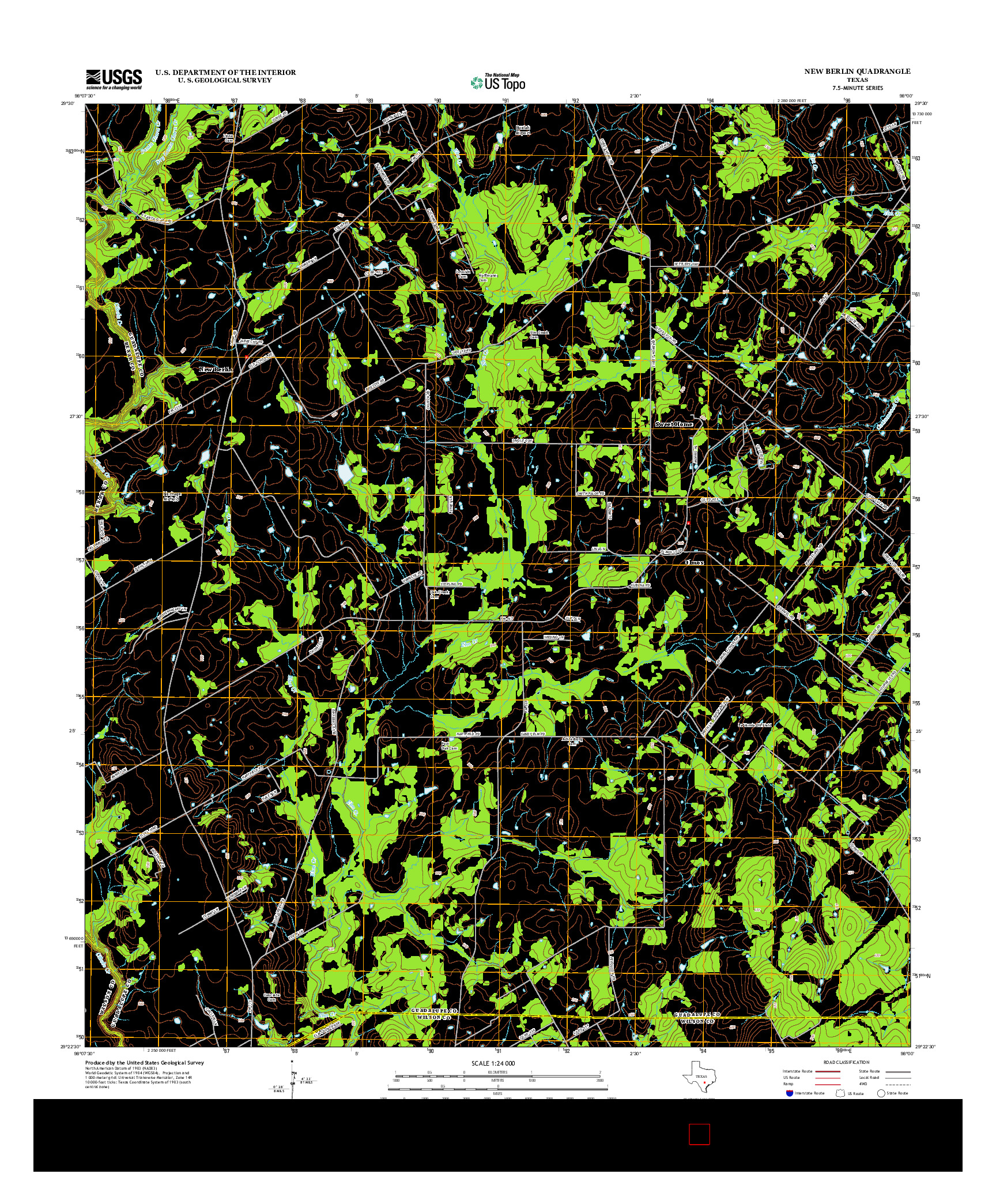 USGS US TOPO 7.5-MINUTE MAP FOR NEW BERLIN, TX 2013