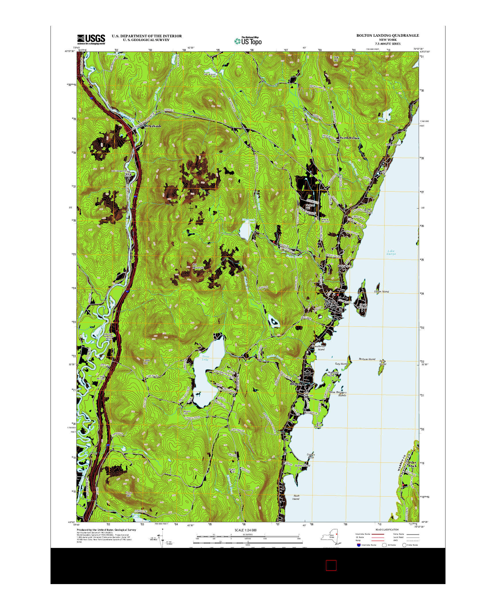 USGS US TOPO 7.5-MINUTE MAP FOR BOLTON LANDING, NY 2013