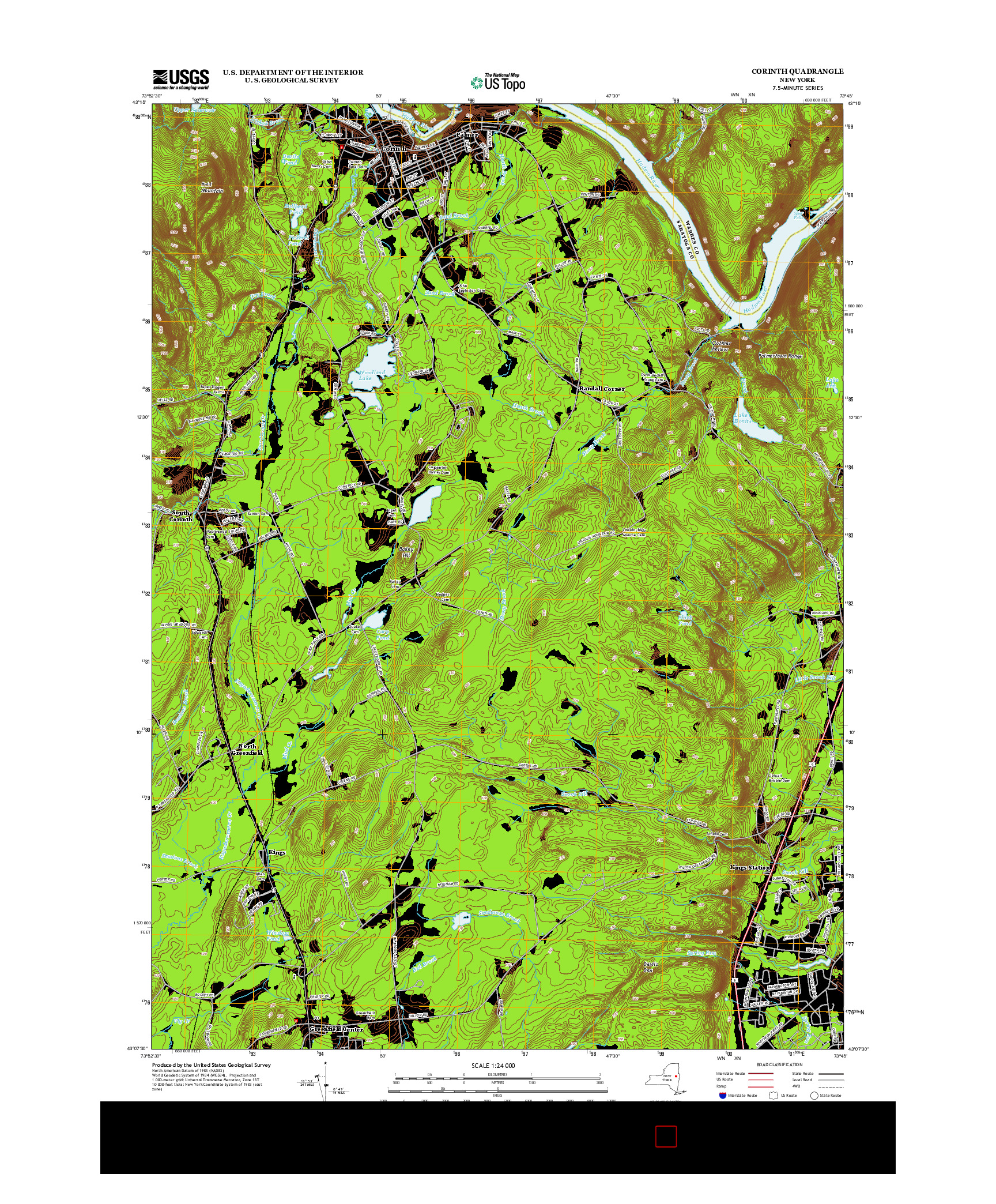 USGS US TOPO 7.5-MINUTE MAP FOR CORINTH, NY 2013