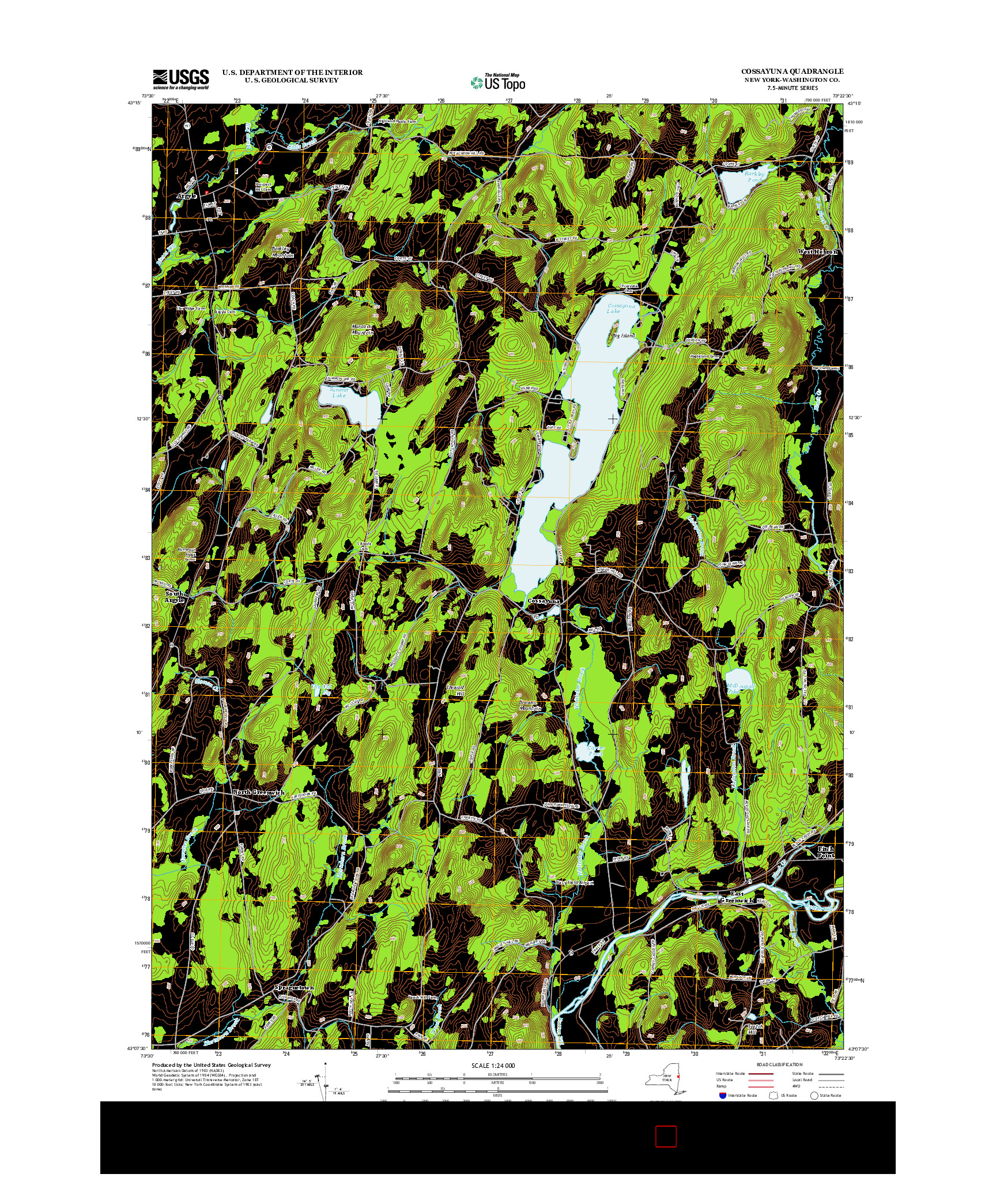 USGS US TOPO 7.5-MINUTE MAP FOR COSSAYUNA, NY 2013
