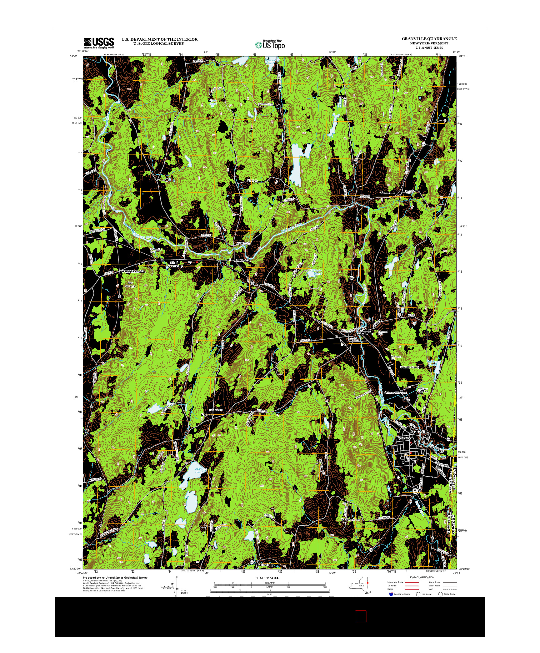 USGS US TOPO 7.5-MINUTE MAP FOR GRANVILLE, NY-VT 2013