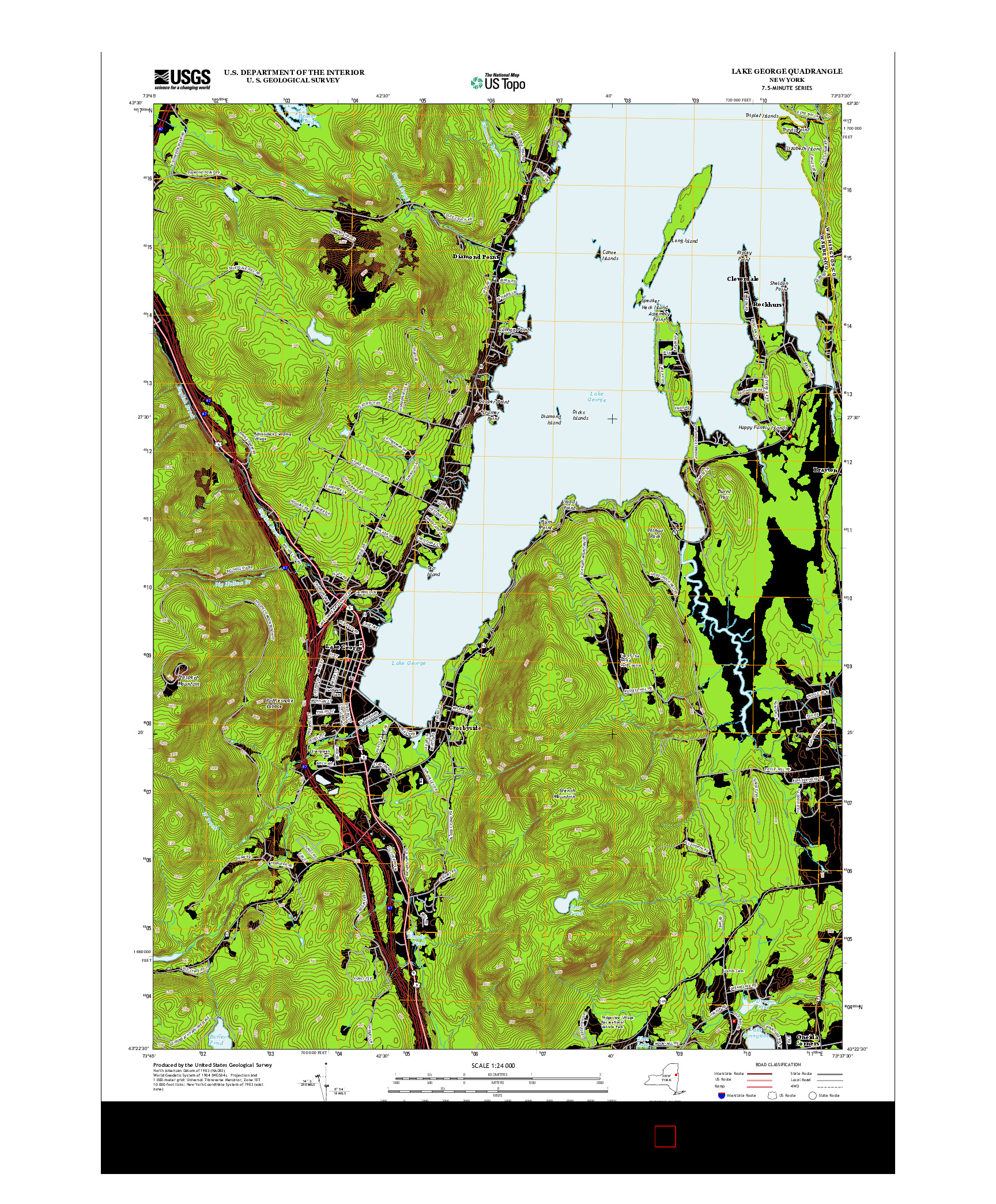 USGS US TOPO 7.5-MINUTE MAP FOR LAKE GEORGE, NY 2013