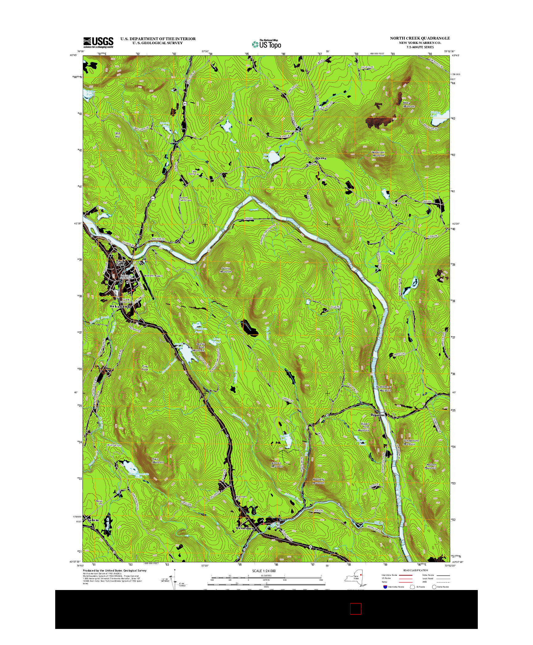 USGS US TOPO 7.5-MINUTE MAP FOR NORTH CREEK, NY 2013