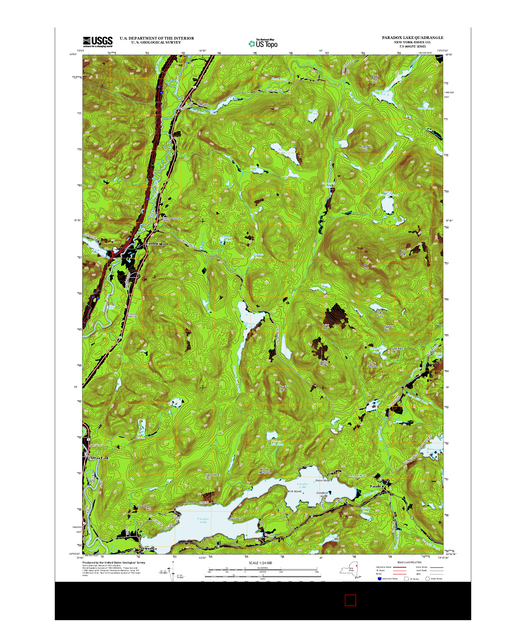 USGS US TOPO 7.5-MINUTE MAP FOR PARADOX LAKE, NY 2013