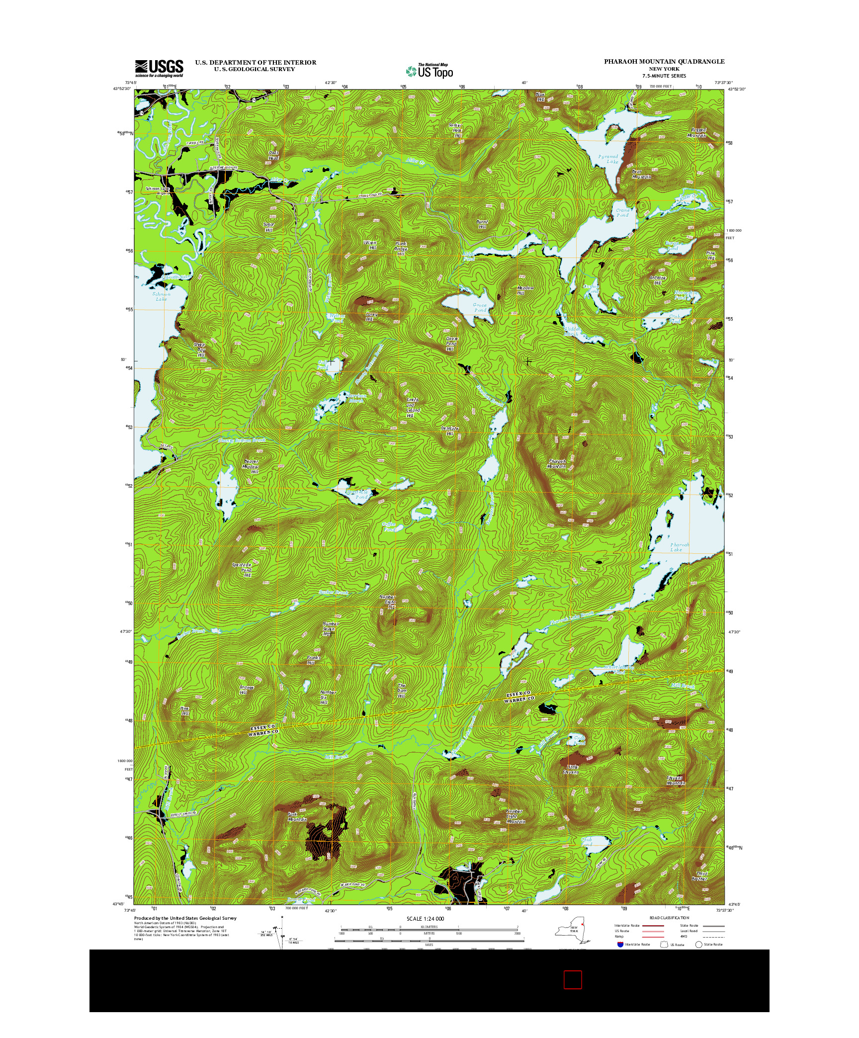 USGS US TOPO 7.5-MINUTE MAP FOR PHARAOH MOUNTAIN, NY 2013