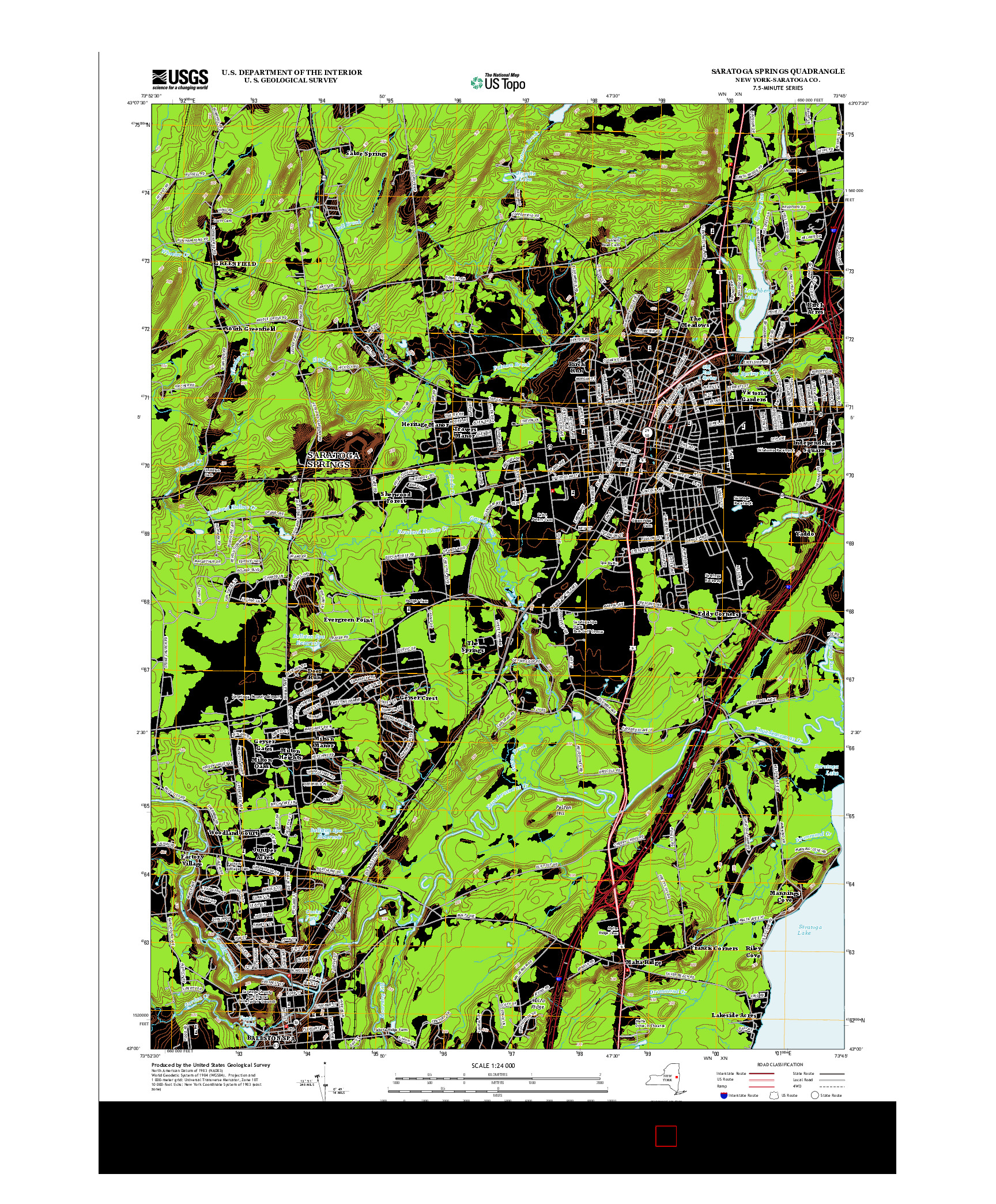 USGS US TOPO 7.5-MINUTE MAP FOR SARATOGA SPRINGS, NY 2013