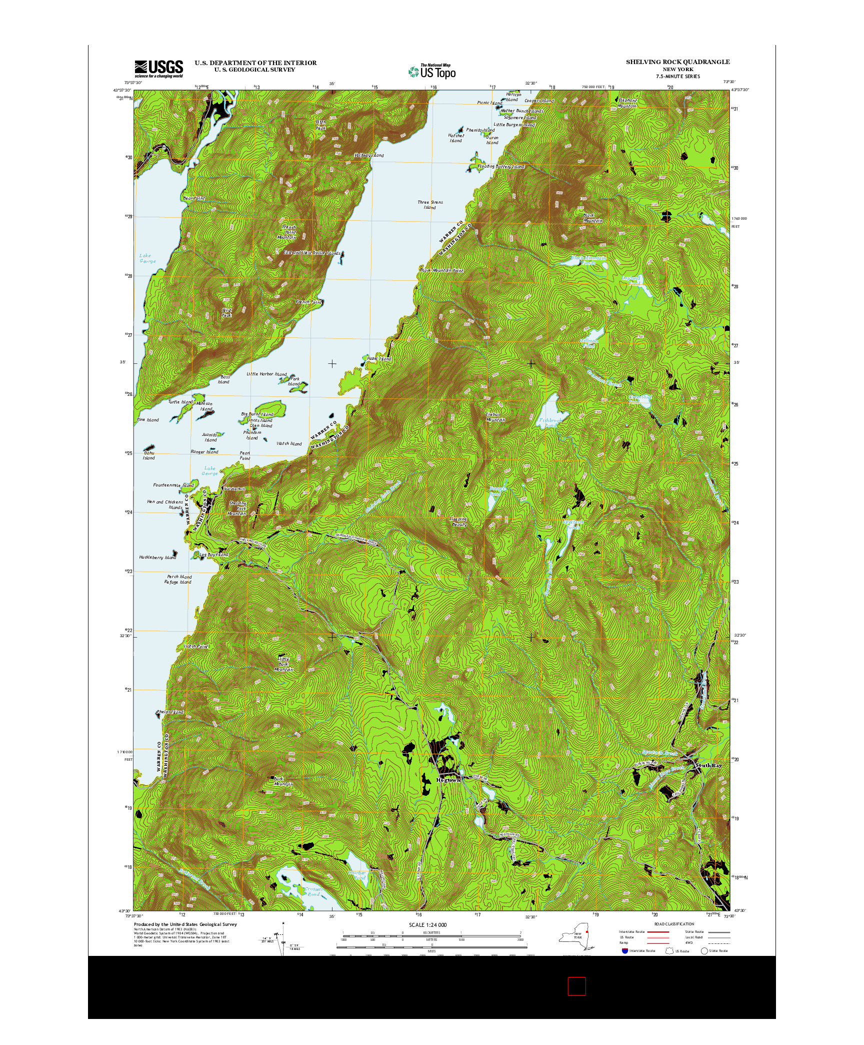 USGS US TOPO 7.5-MINUTE MAP FOR SHELVING ROCK, NY 2013