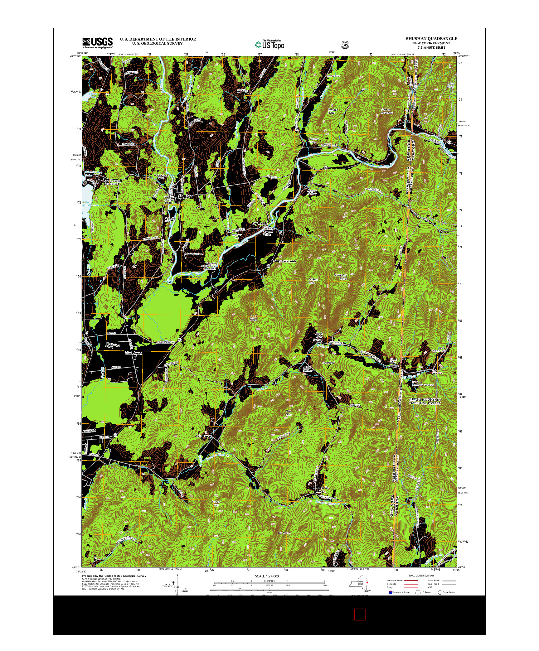 USGS US TOPO 7.5-MINUTE MAP FOR SHUSHAN, NY-VT 2013