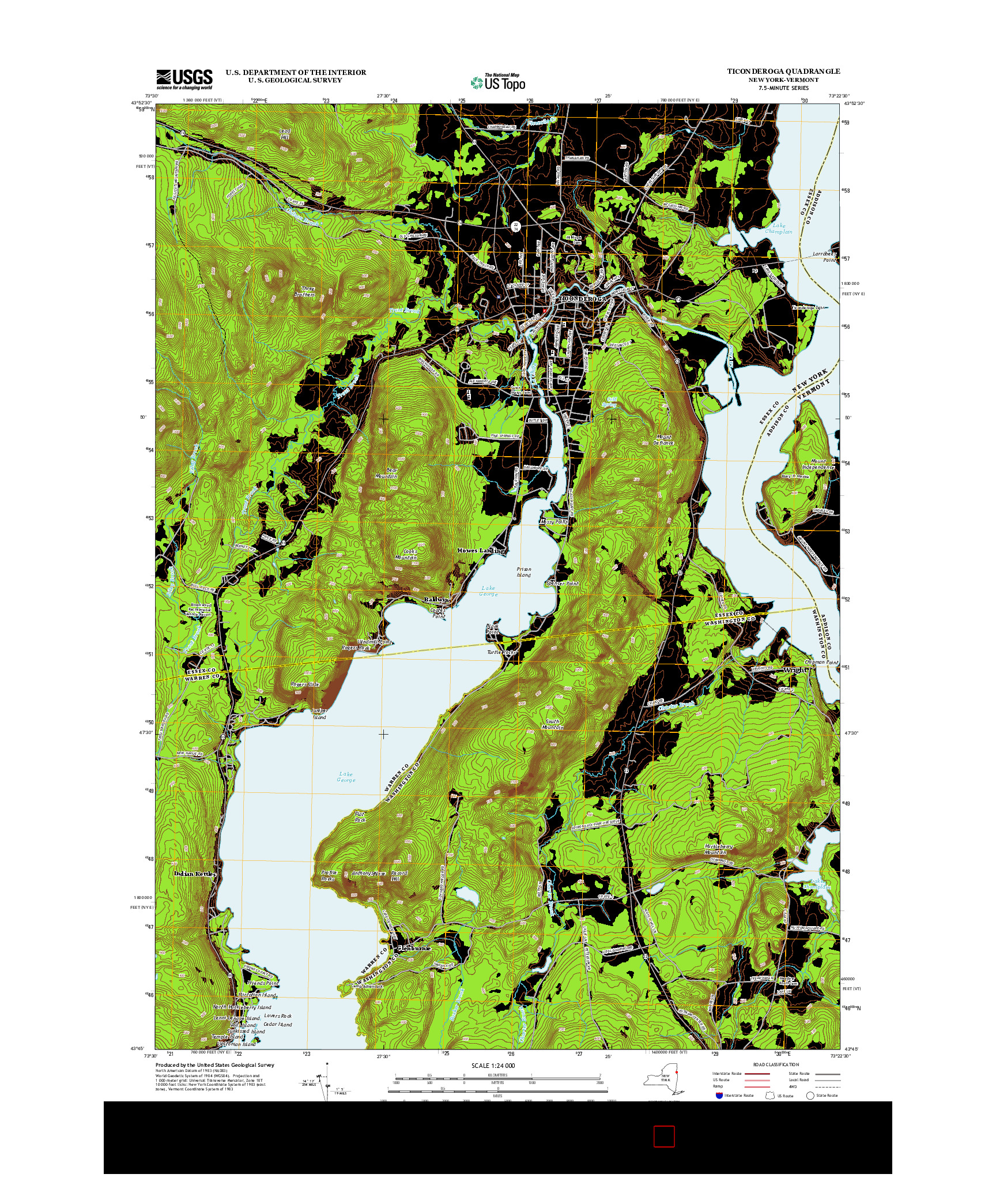 USGS US TOPO 7.5-MINUTE MAP FOR TICONDEROGA, NY-VT 2013