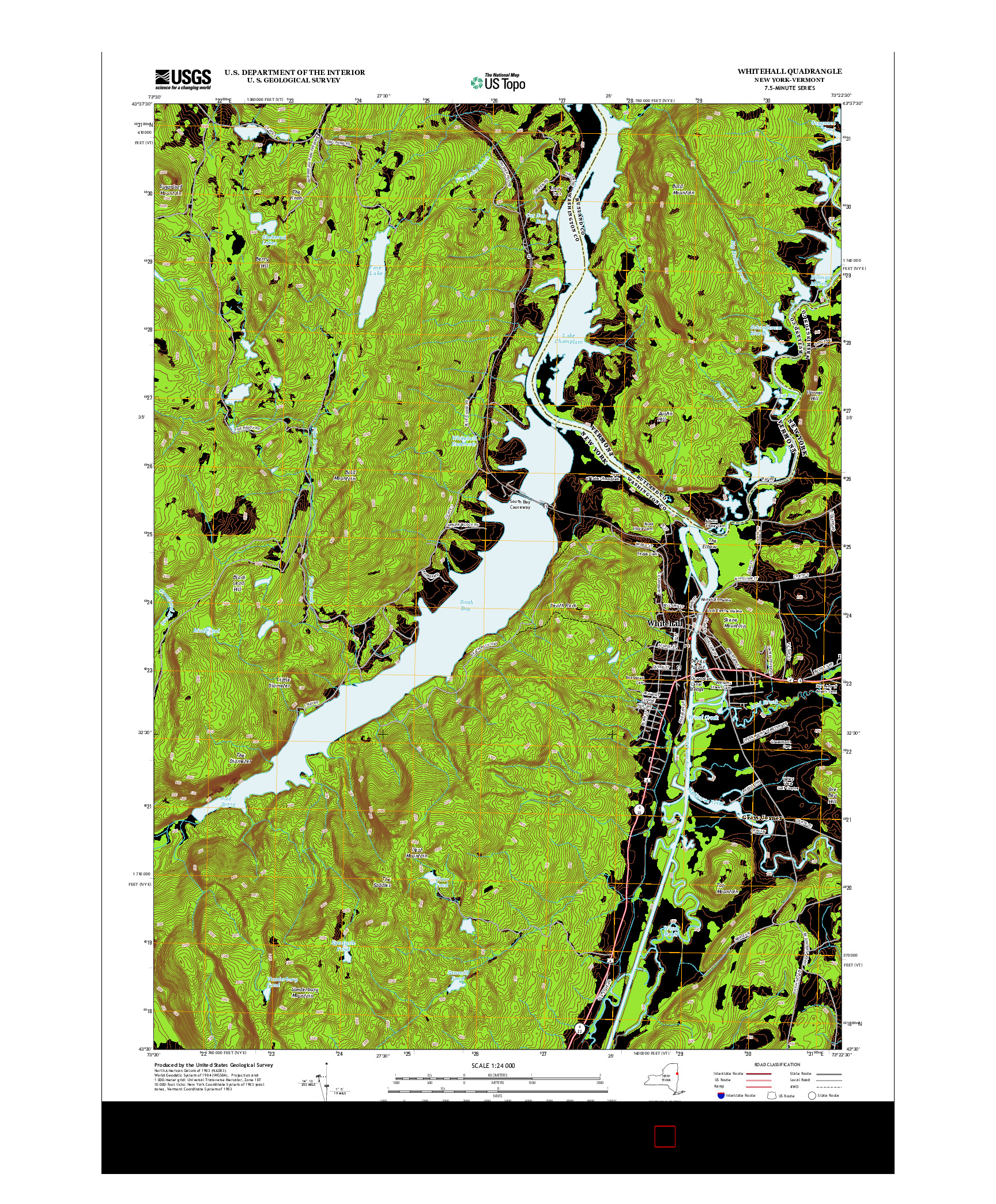 USGS US TOPO 7.5-MINUTE MAP FOR WHITEHALL, NY-VT 2013