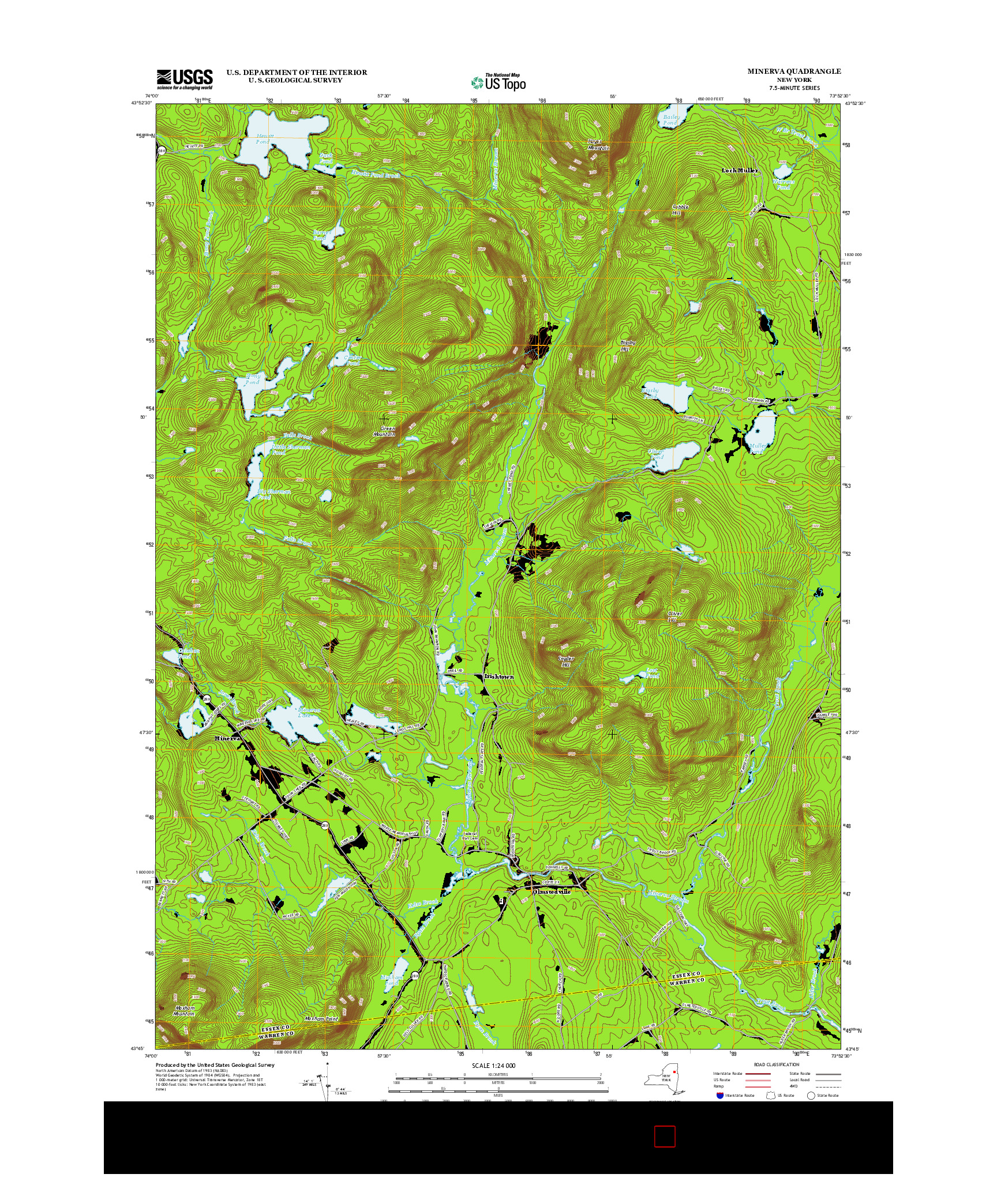 USGS US TOPO 7.5-MINUTE MAP FOR MINERVA, NY 2013