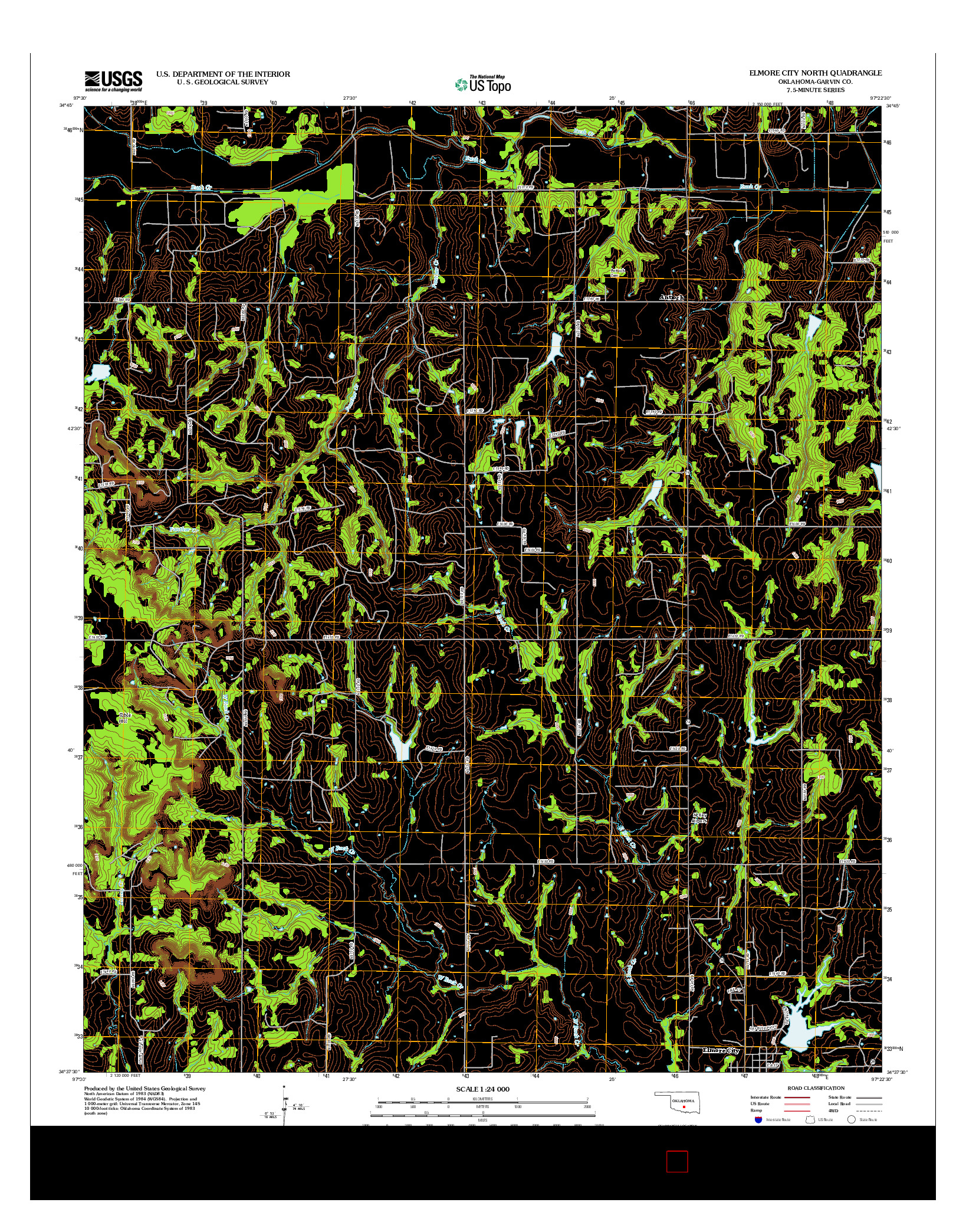 USGS US TOPO 7.5-MINUTE MAP FOR ELMORE CITY NORTH, OK 2013