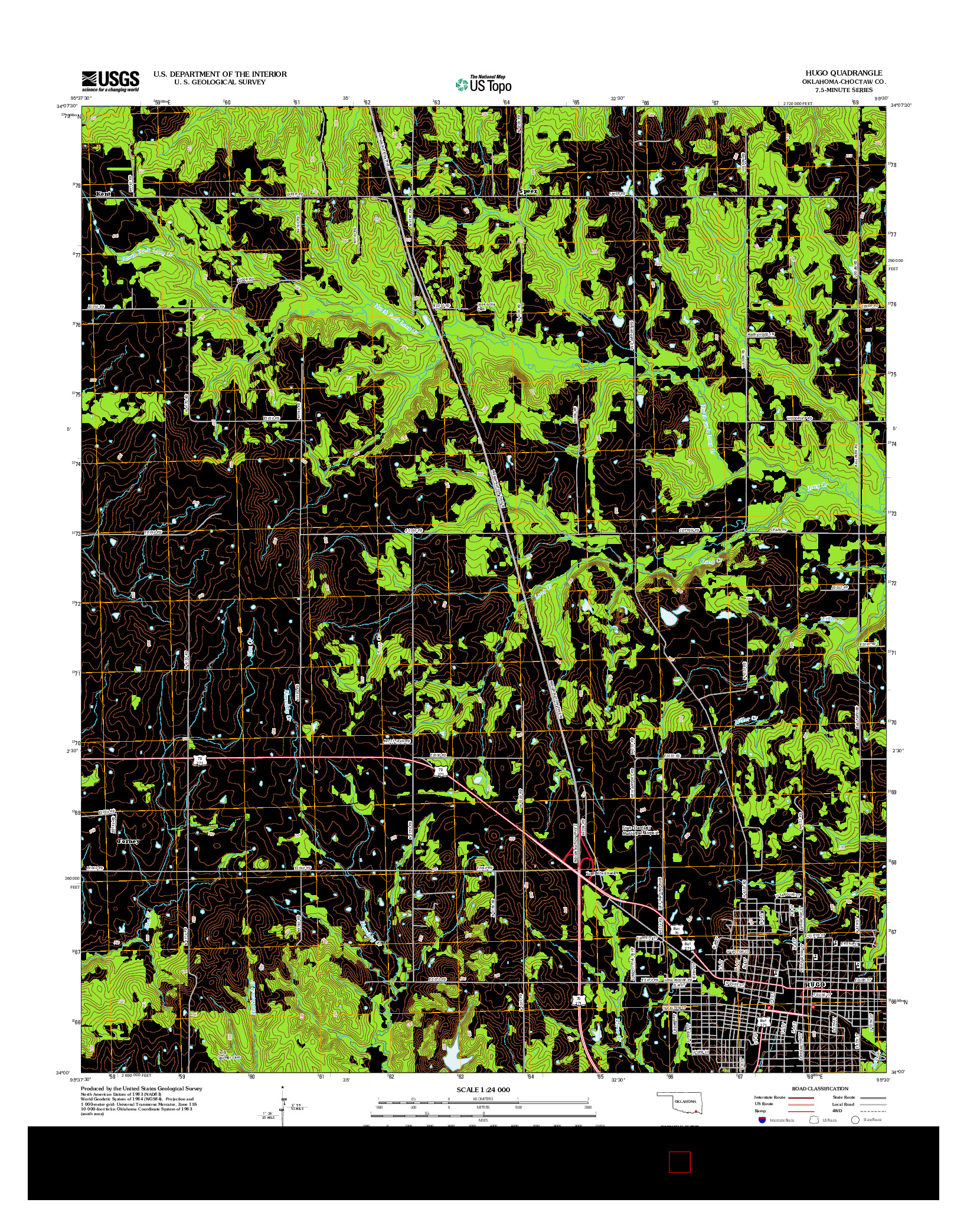 USGS US TOPO 7.5-MINUTE MAP FOR HUGO, OK 2013