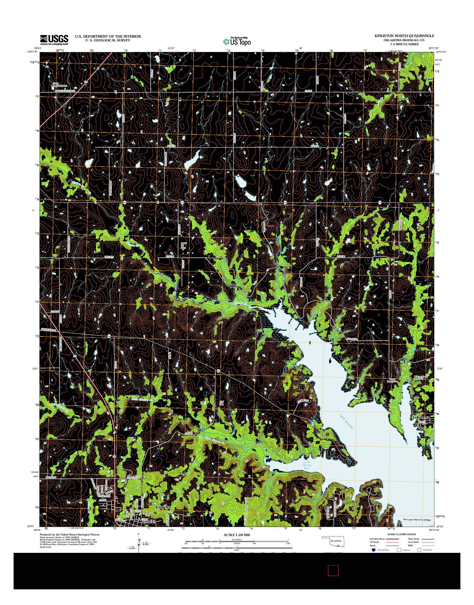 USGS US TOPO 7.5-MINUTE MAP FOR KINGSTON NORTH, OK 2013