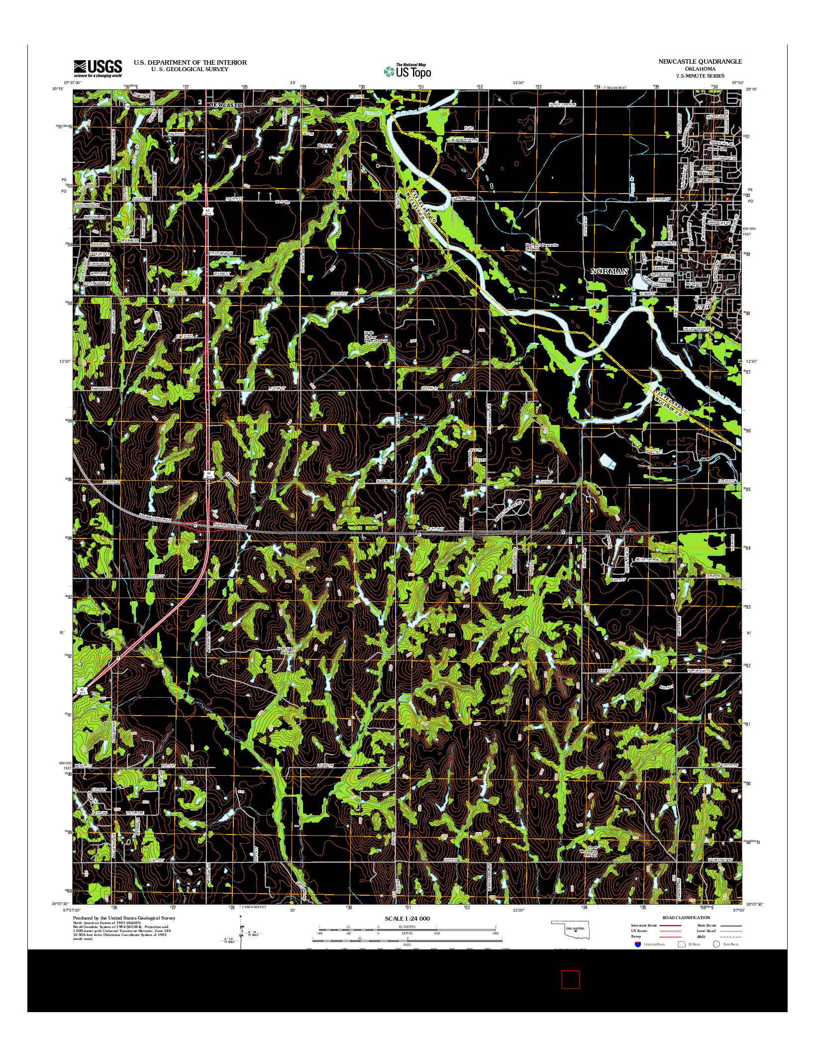 USGS US TOPO 7.5-MINUTE MAP FOR NEWCASTLE, OK 2013