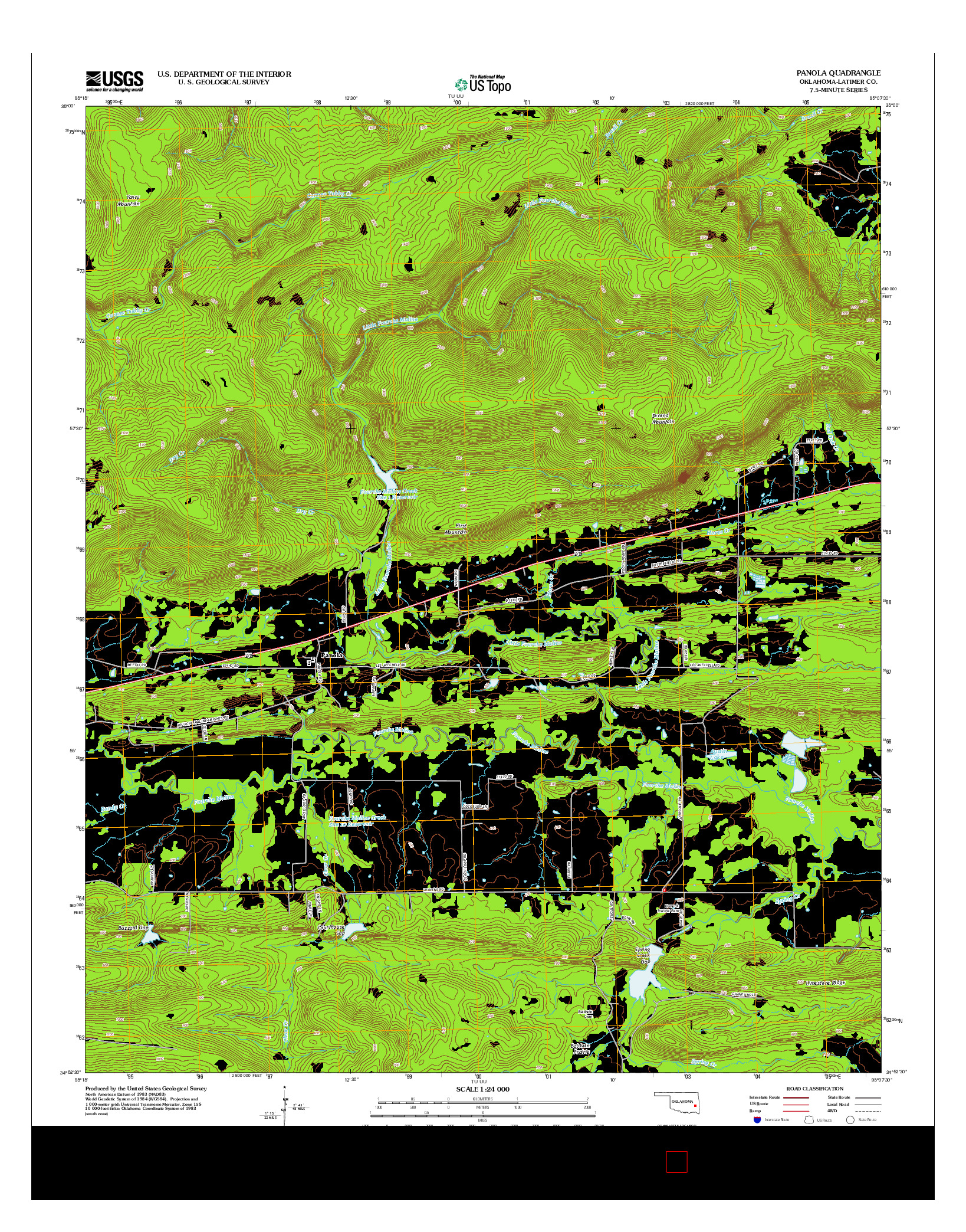 USGS US TOPO 7.5-MINUTE MAP FOR PANOLA, OK 2013