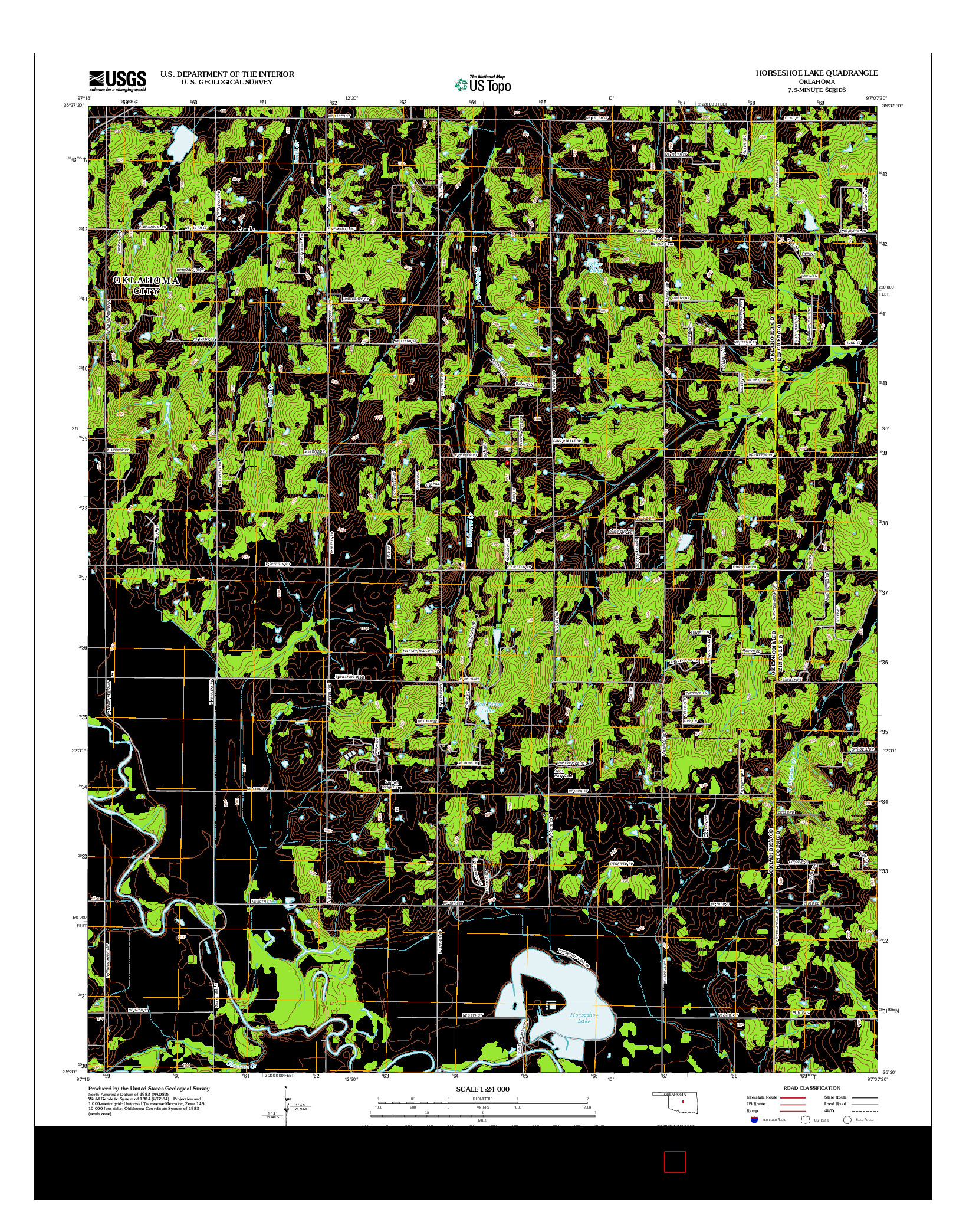 USGS US TOPO 7.5-MINUTE MAP FOR HORSESHOE LAKE, OK 2013