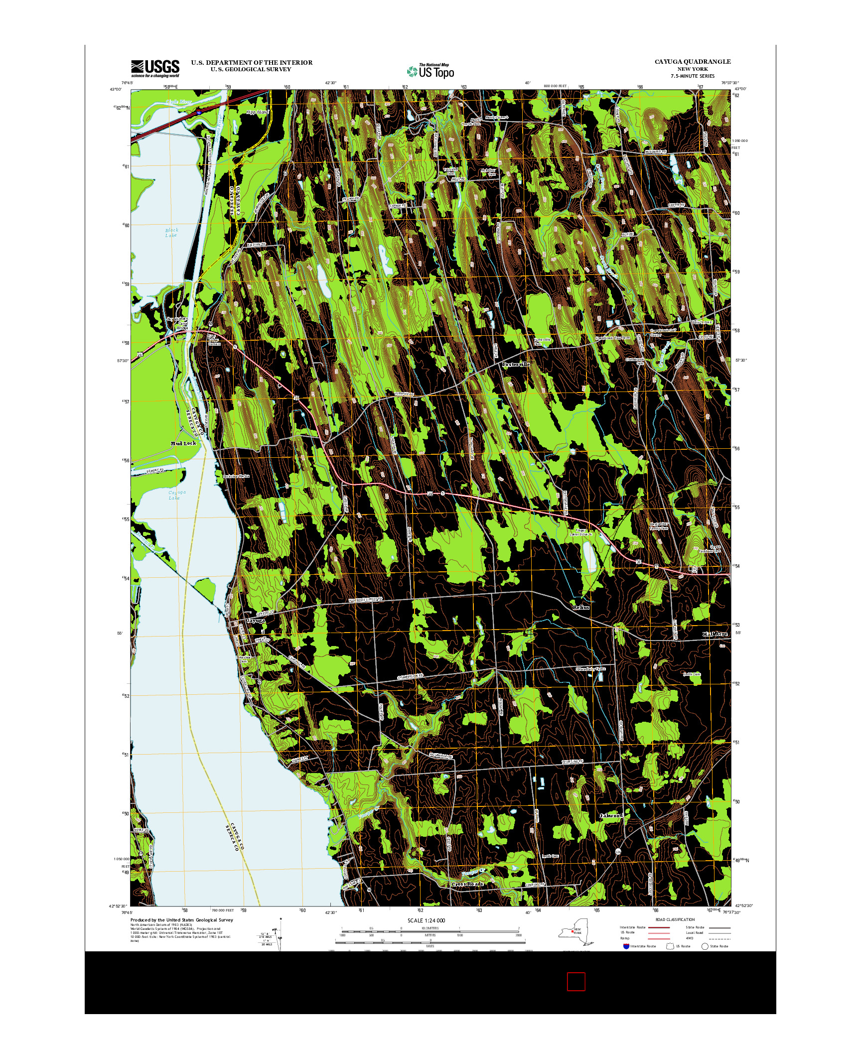 USGS US TOPO 7.5-MINUTE MAP FOR CAYUGA, NY 2013