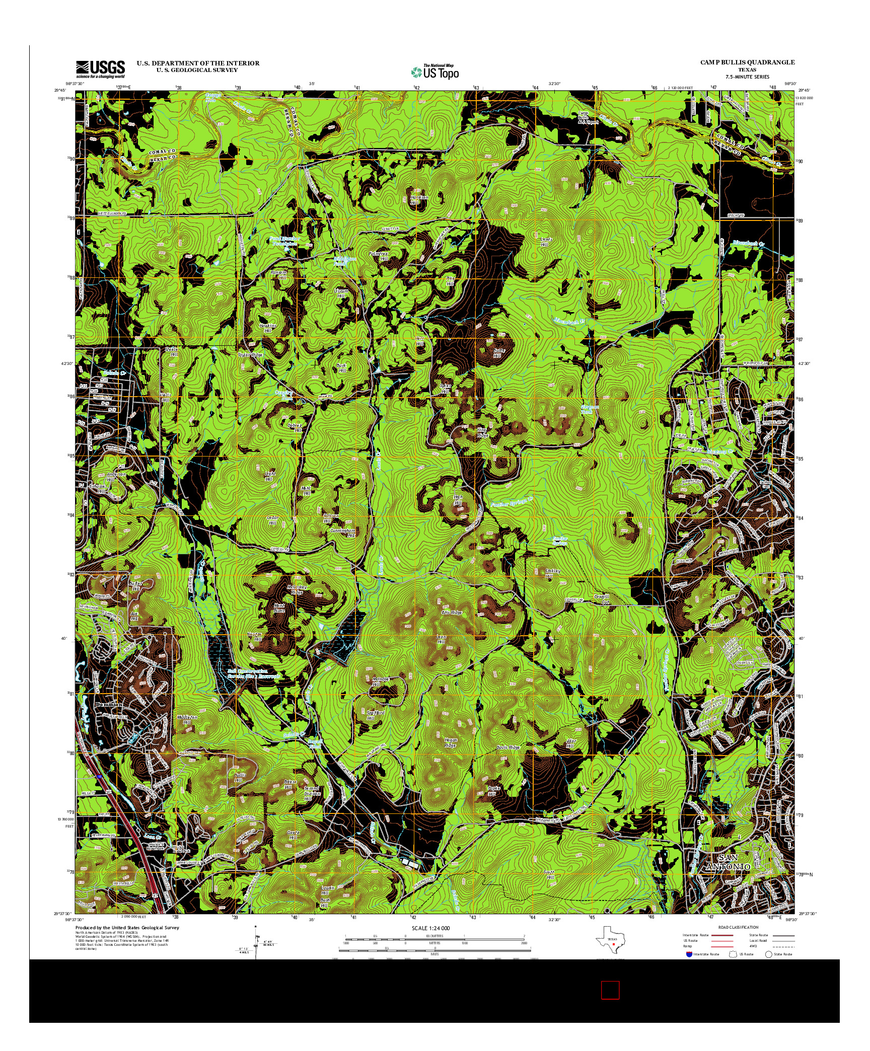 USGS US TOPO 7.5-MINUTE MAP FOR CAMP BULLIS, TX 2013