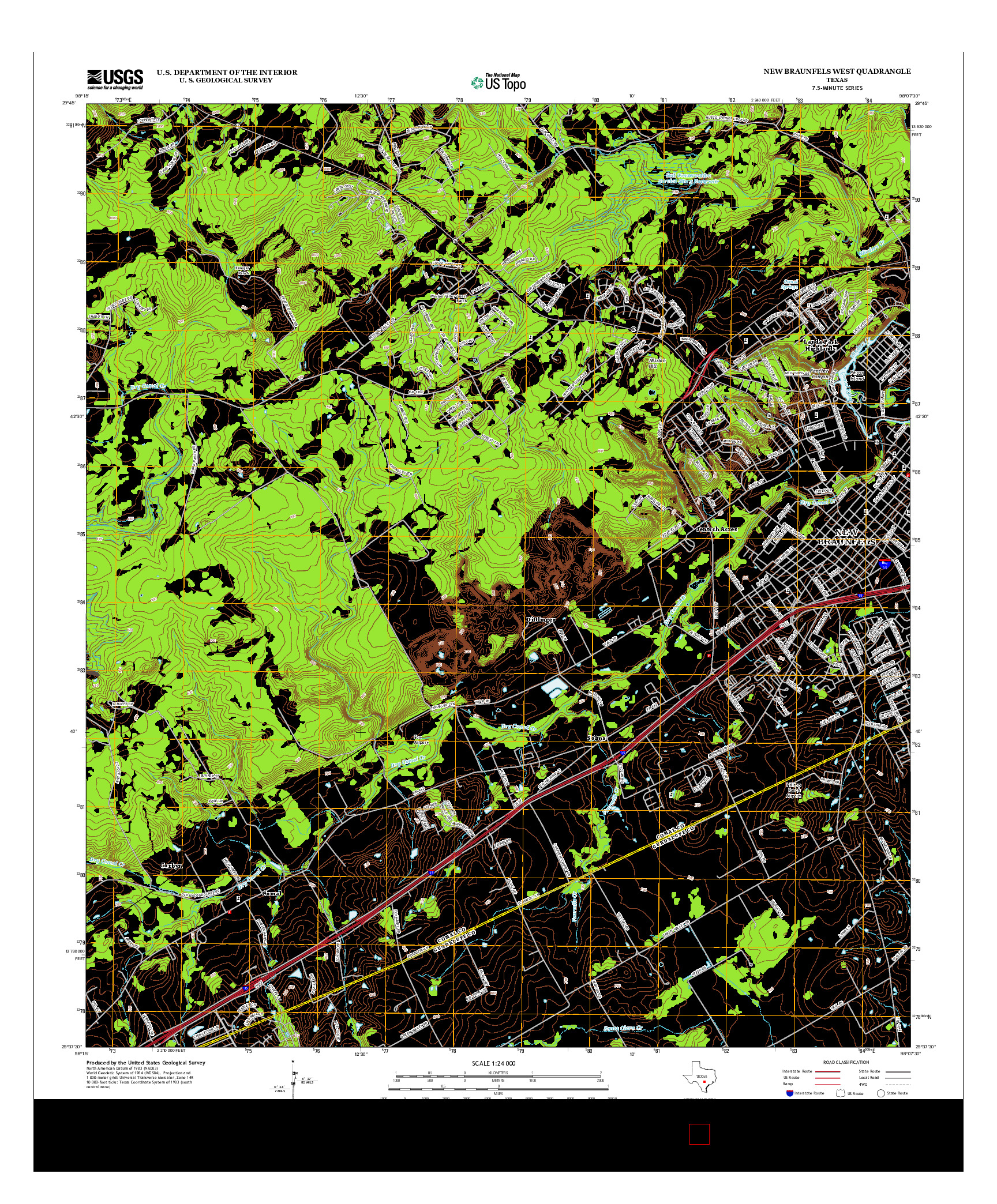 USGS US TOPO 7.5-MINUTE MAP FOR NEW BRAUNFELS WEST, TX 2013