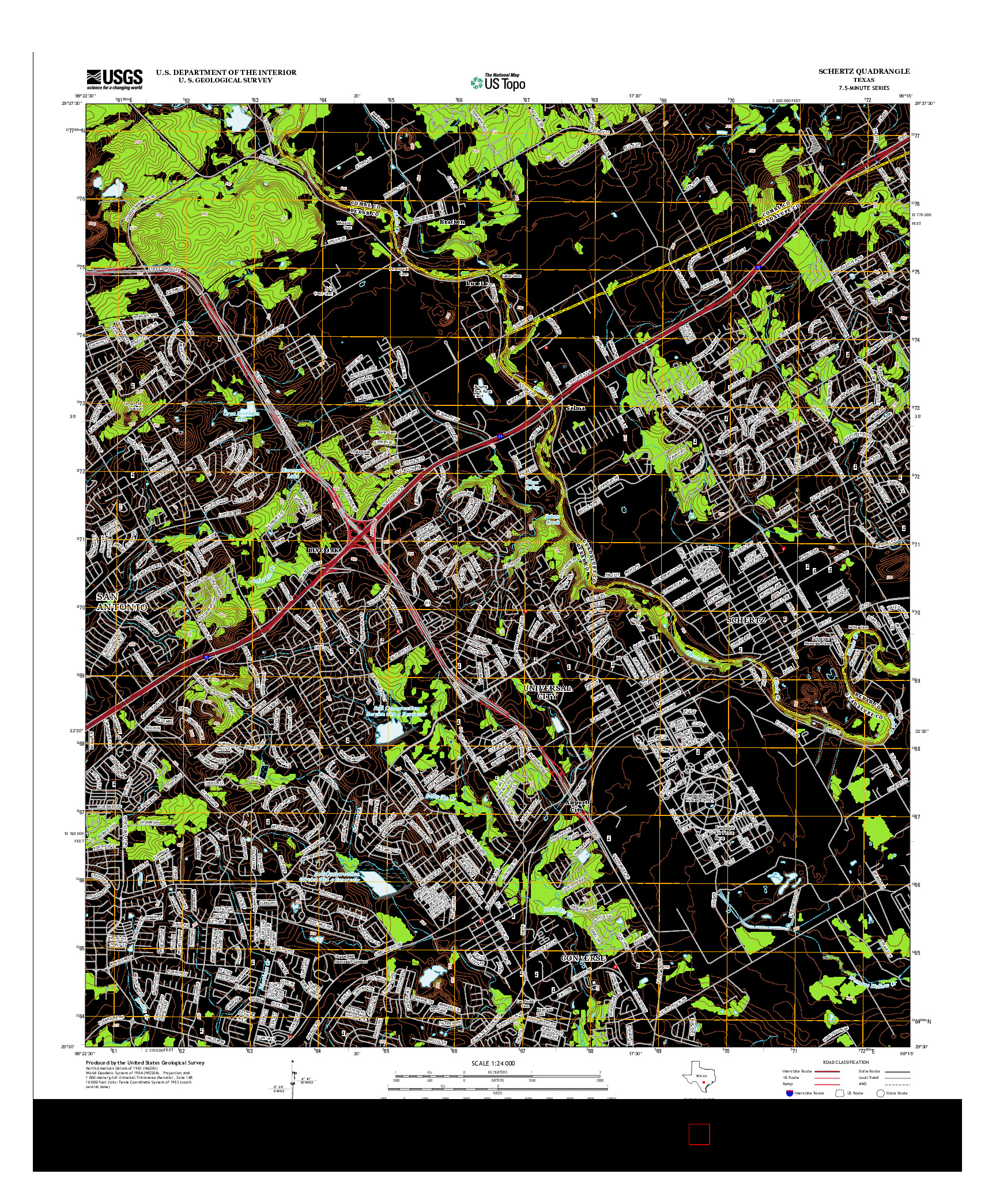 USGS US TOPO 7.5-MINUTE MAP FOR SCHERTZ, TX 2013