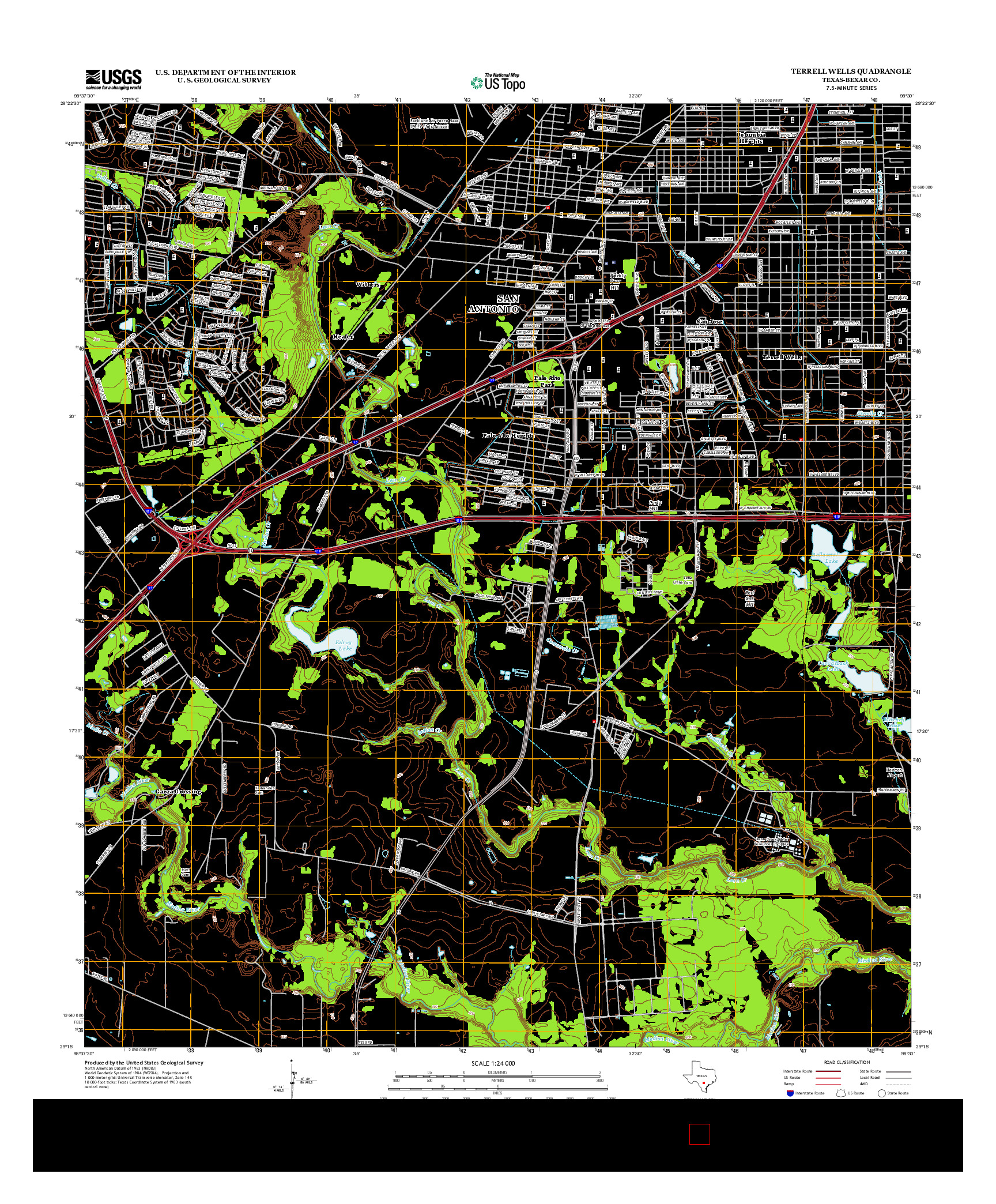 USGS US TOPO 7.5-MINUTE MAP FOR TERRELL WELLS, TX 2013