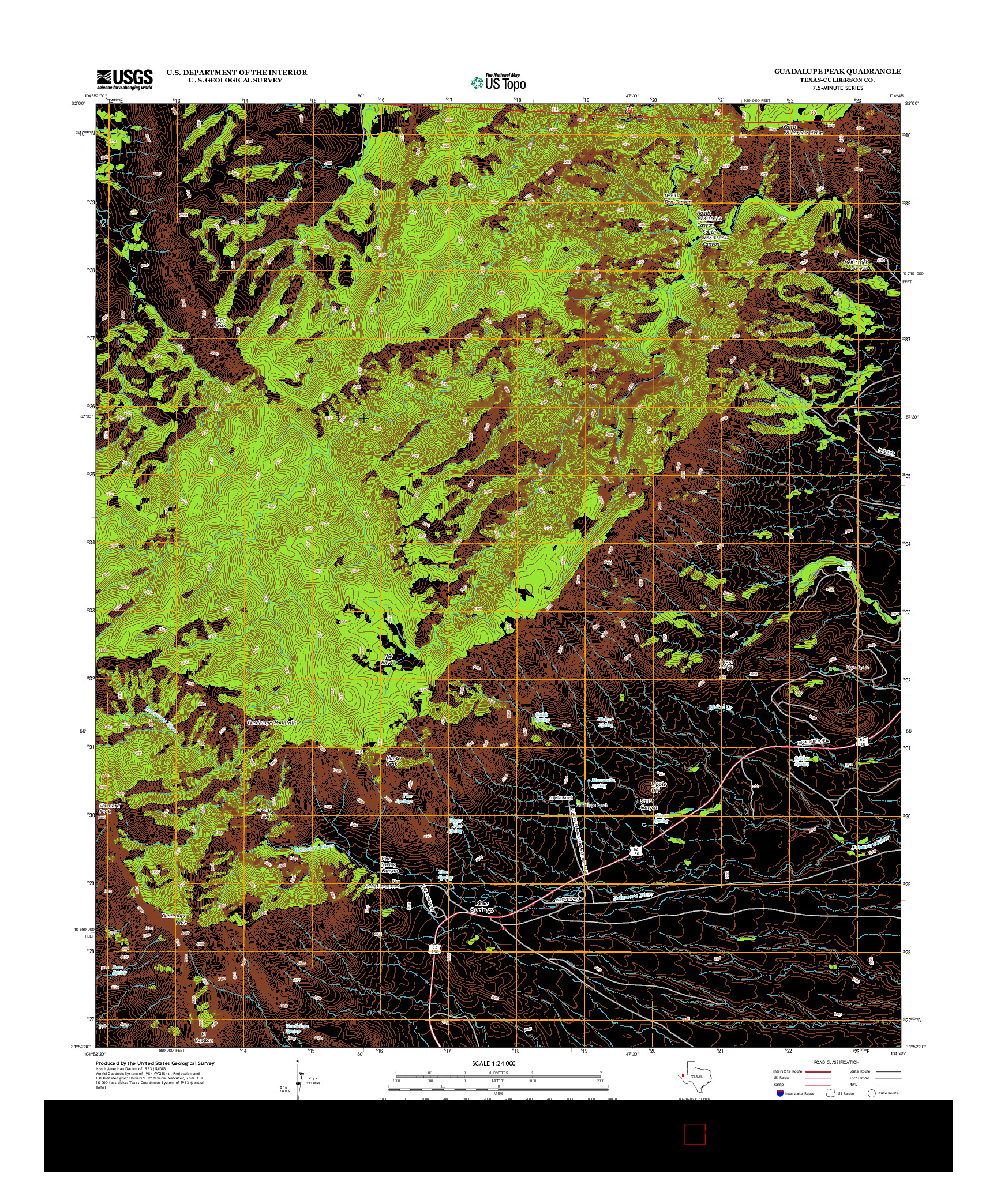 USGS US TOPO 7.5-MINUTE MAP FOR GUADALUPE PEAK, TX 2013