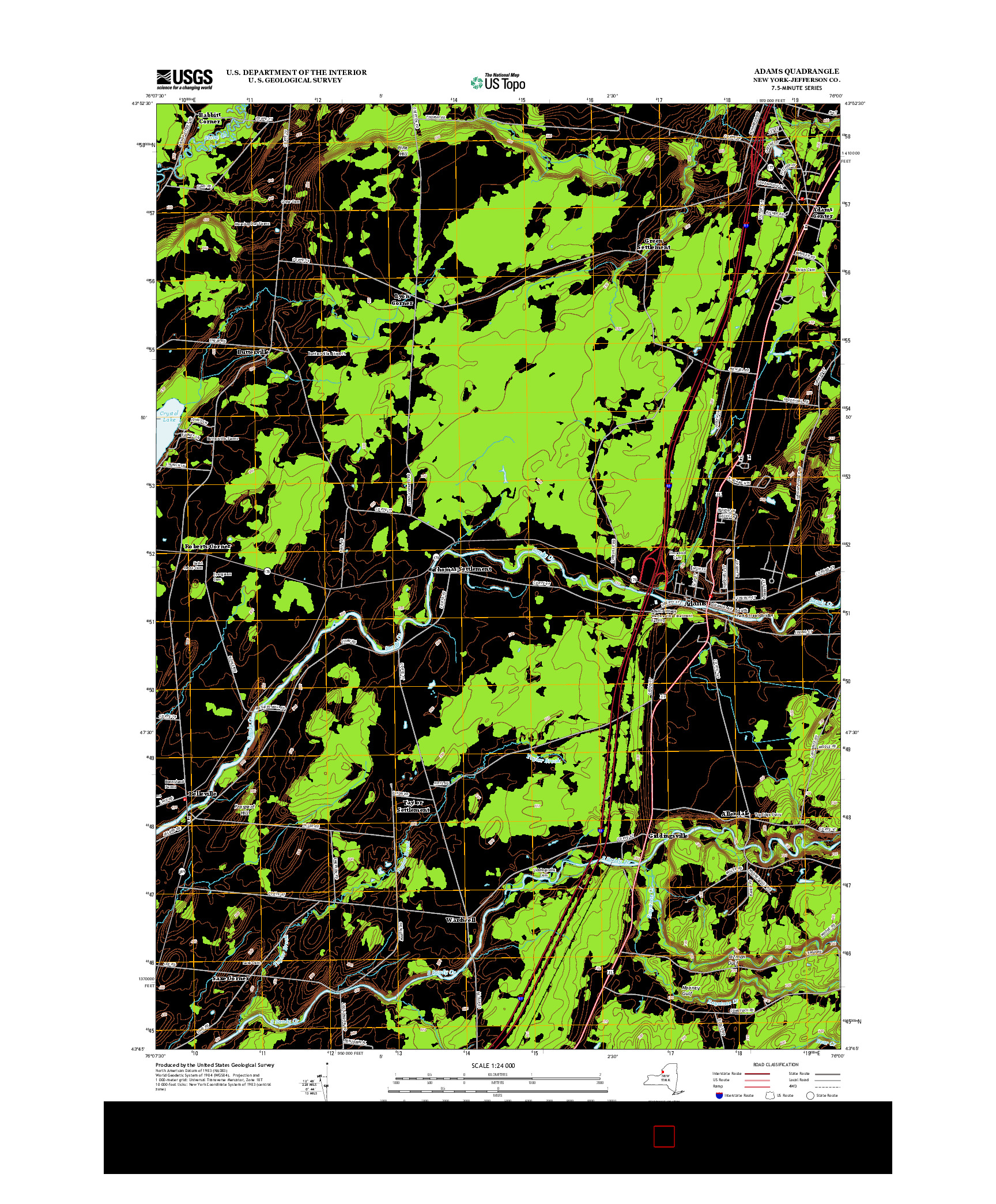 USGS US TOPO 7.5-MINUTE MAP FOR ADAMS, NY 2013