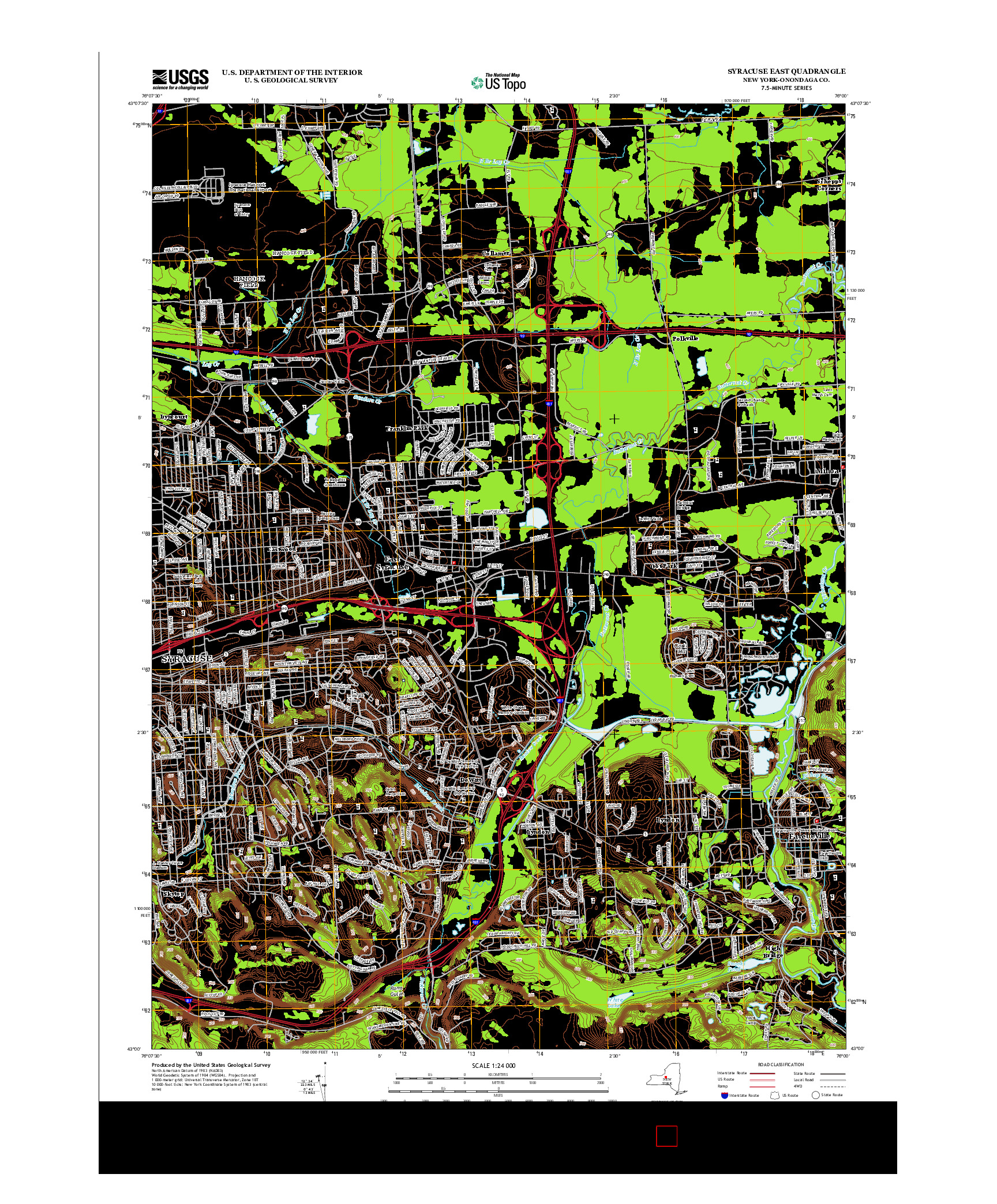 USGS US TOPO 7.5-MINUTE MAP FOR SYRACUSE EAST, NY 2013