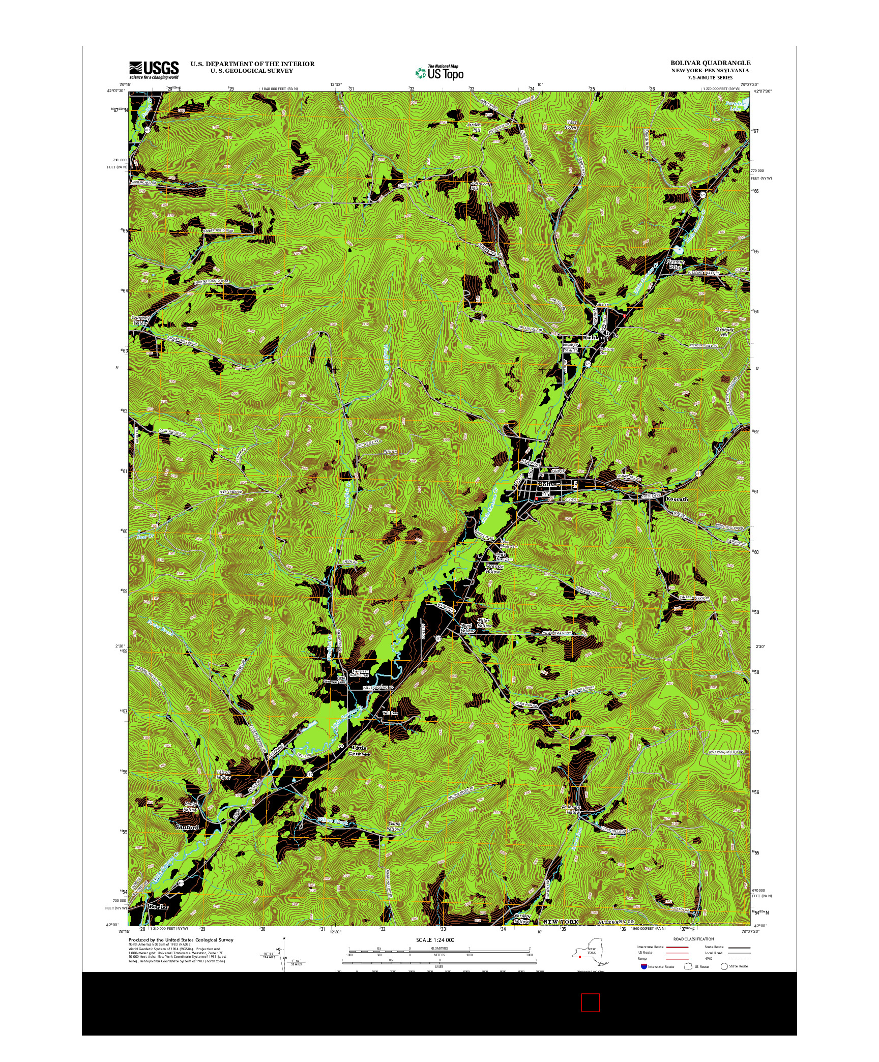 USGS US TOPO 7.5-MINUTE MAP FOR BOLIVAR, NY-PA 2013