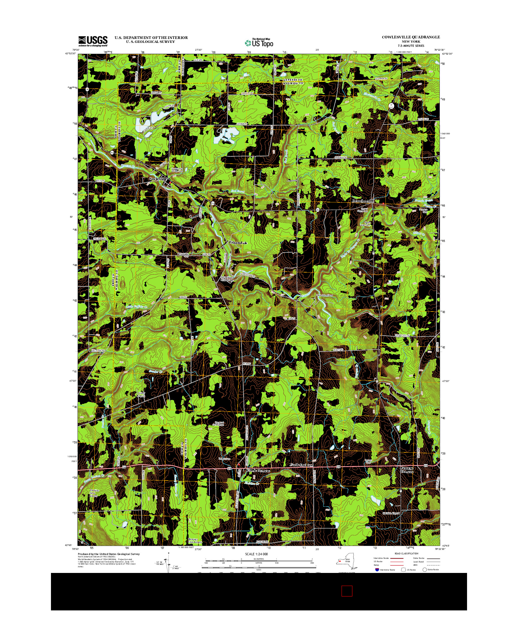 USGS US TOPO 7.5-MINUTE MAP FOR COWLESVILLE, NY 2013