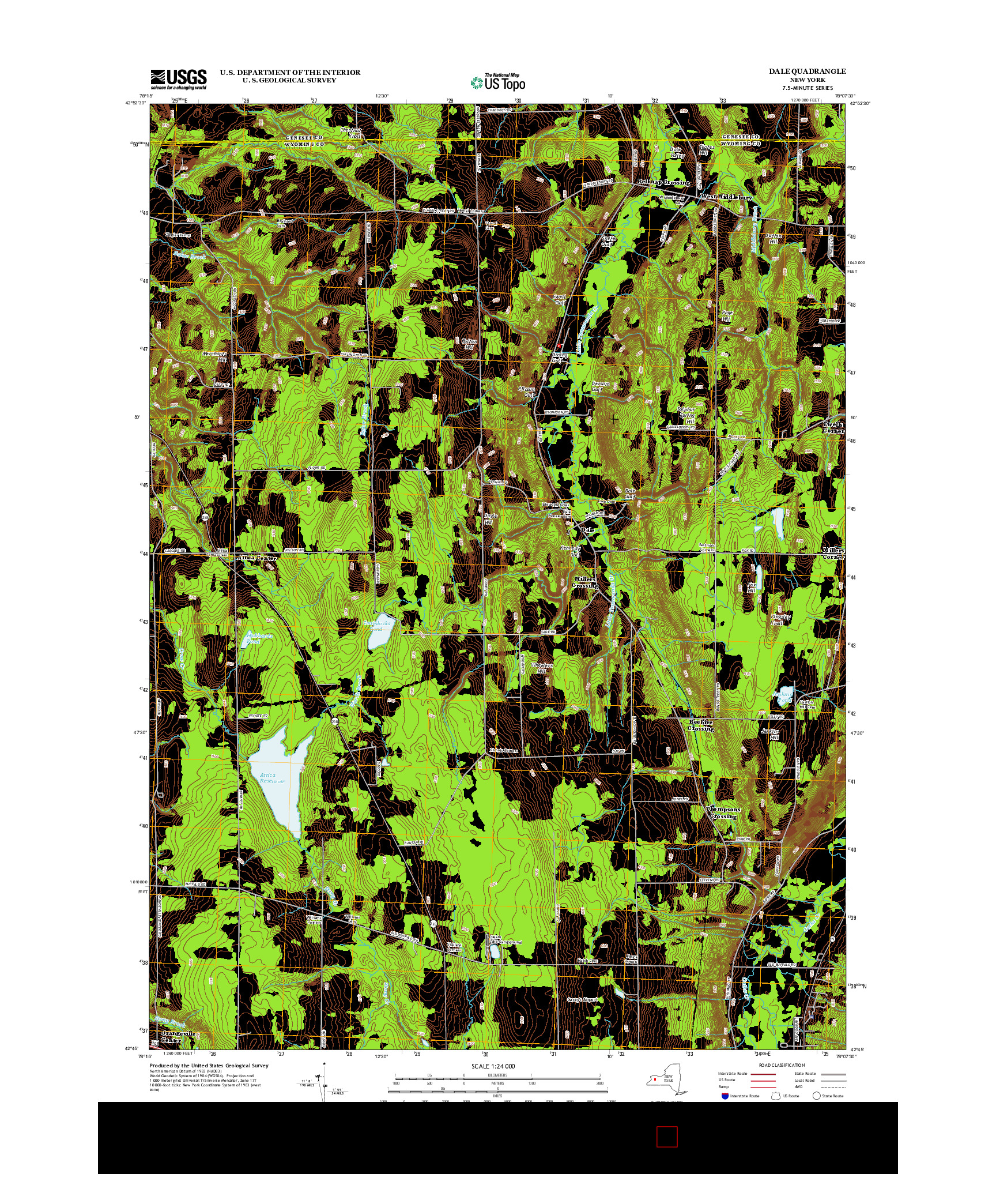 USGS US TOPO 7.5-MINUTE MAP FOR DALE, NY 2013