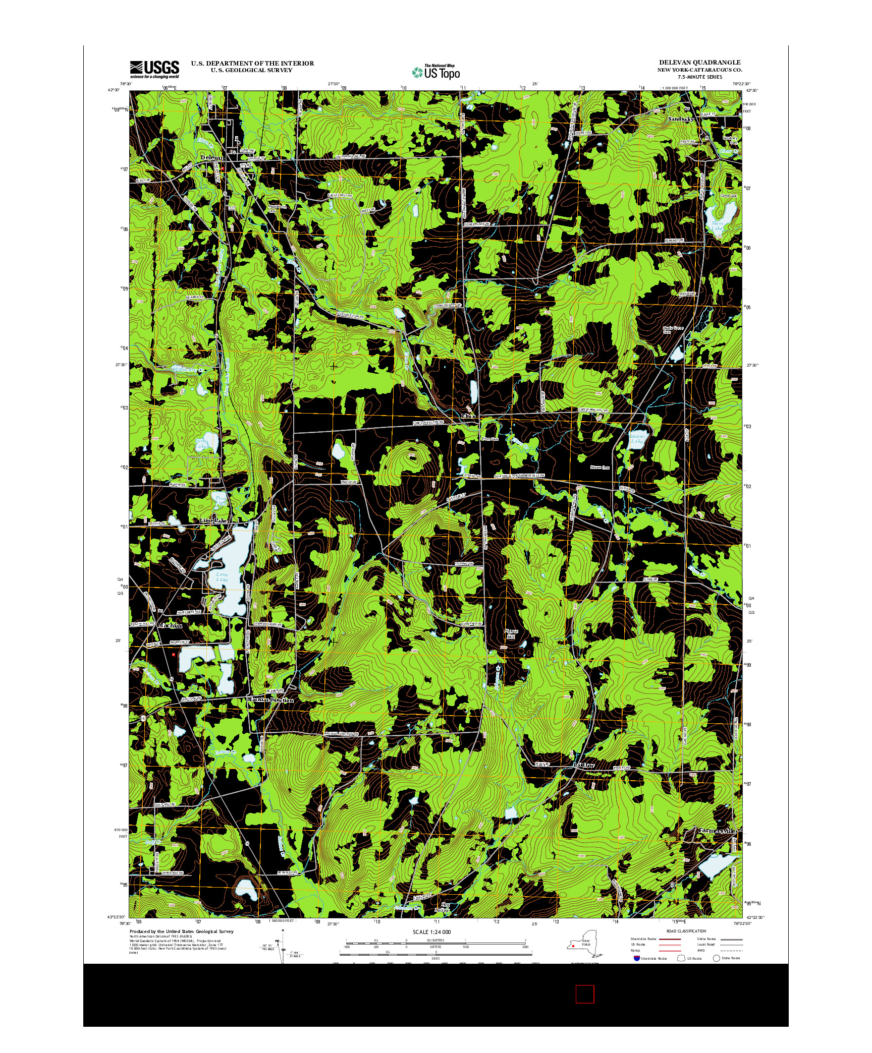 USGS US TOPO 7.5-MINUTE MAP FOR DELEVAN, NY 2013